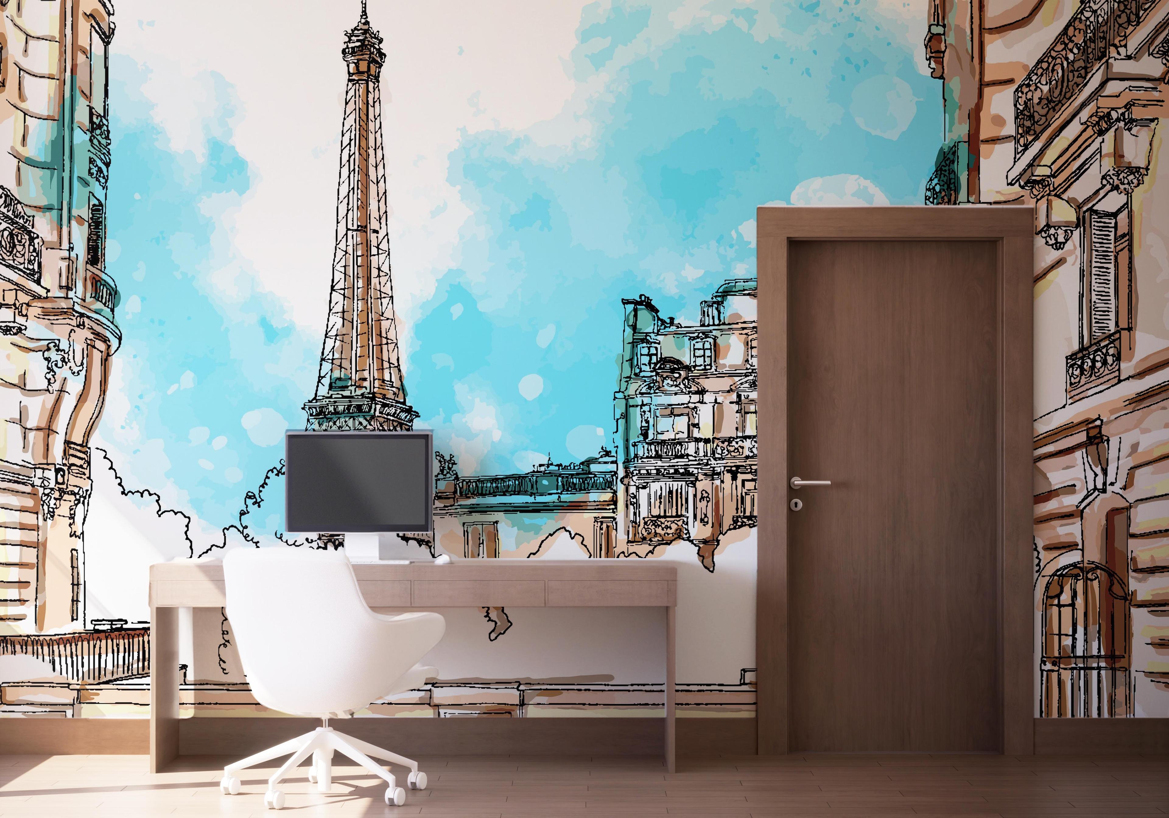 Fototapet Paris Vibe Drawing mockup 1