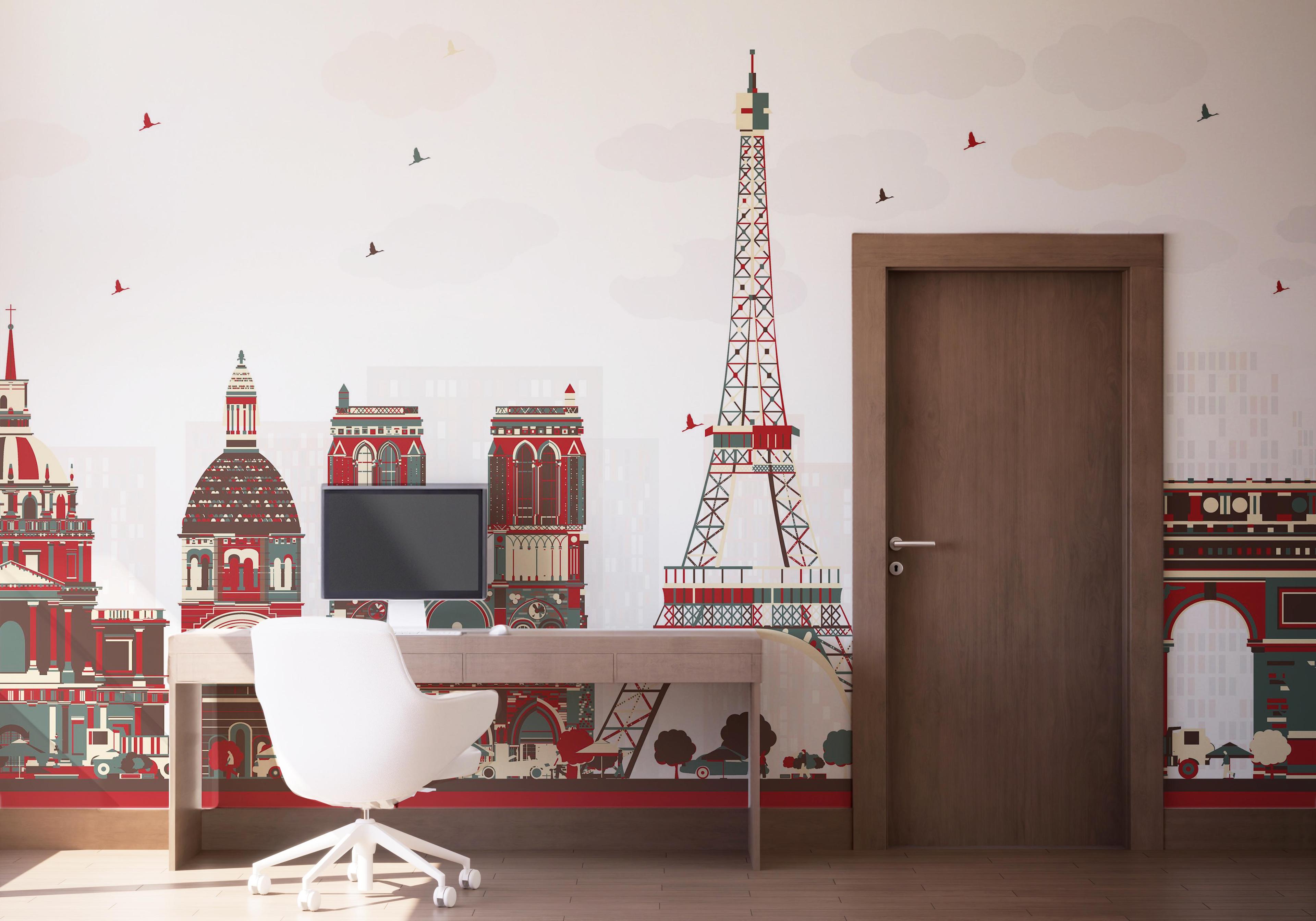 Fototapet Red Grey Paris mockup 1