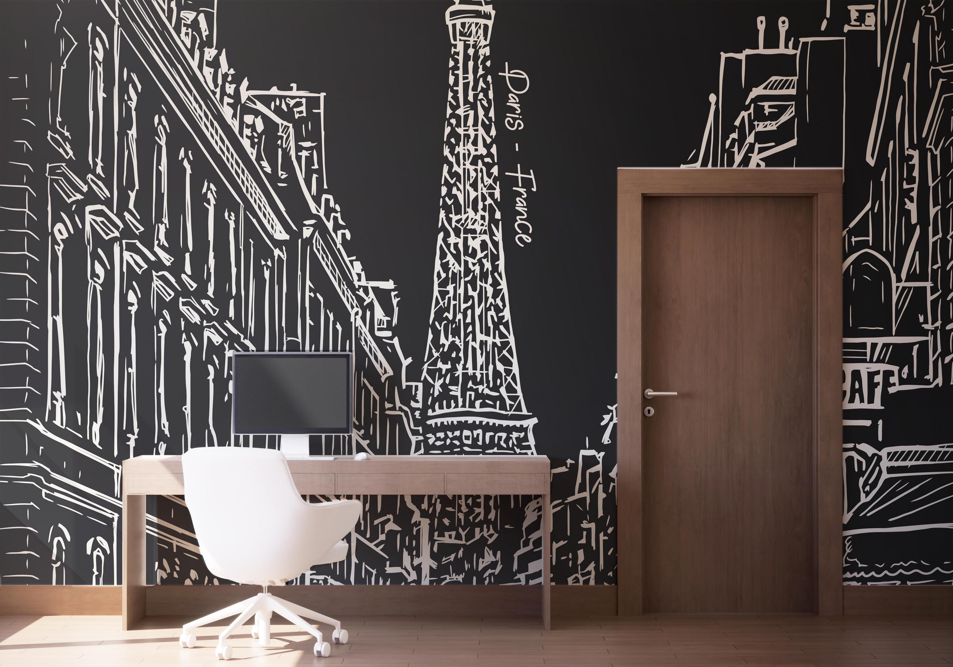 Fototapet White Paris Sketch mockup 1