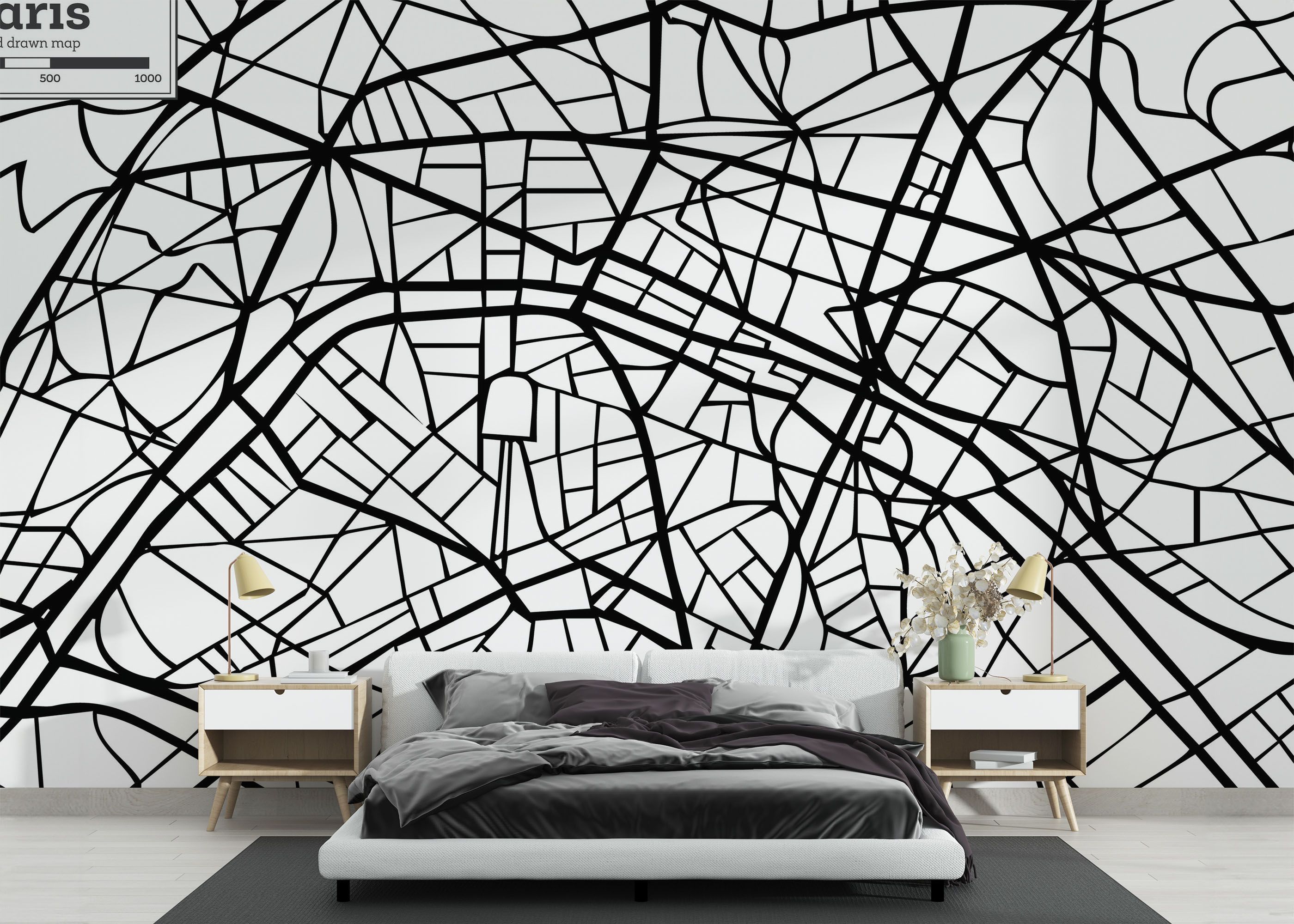 Black Line Paris Map mockup 3