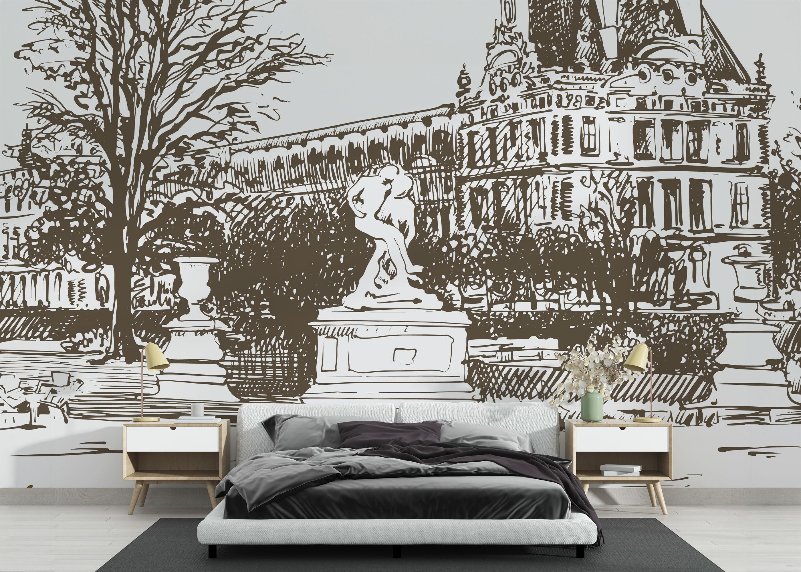 Fototapet Brown Sketch Paris mockup 3