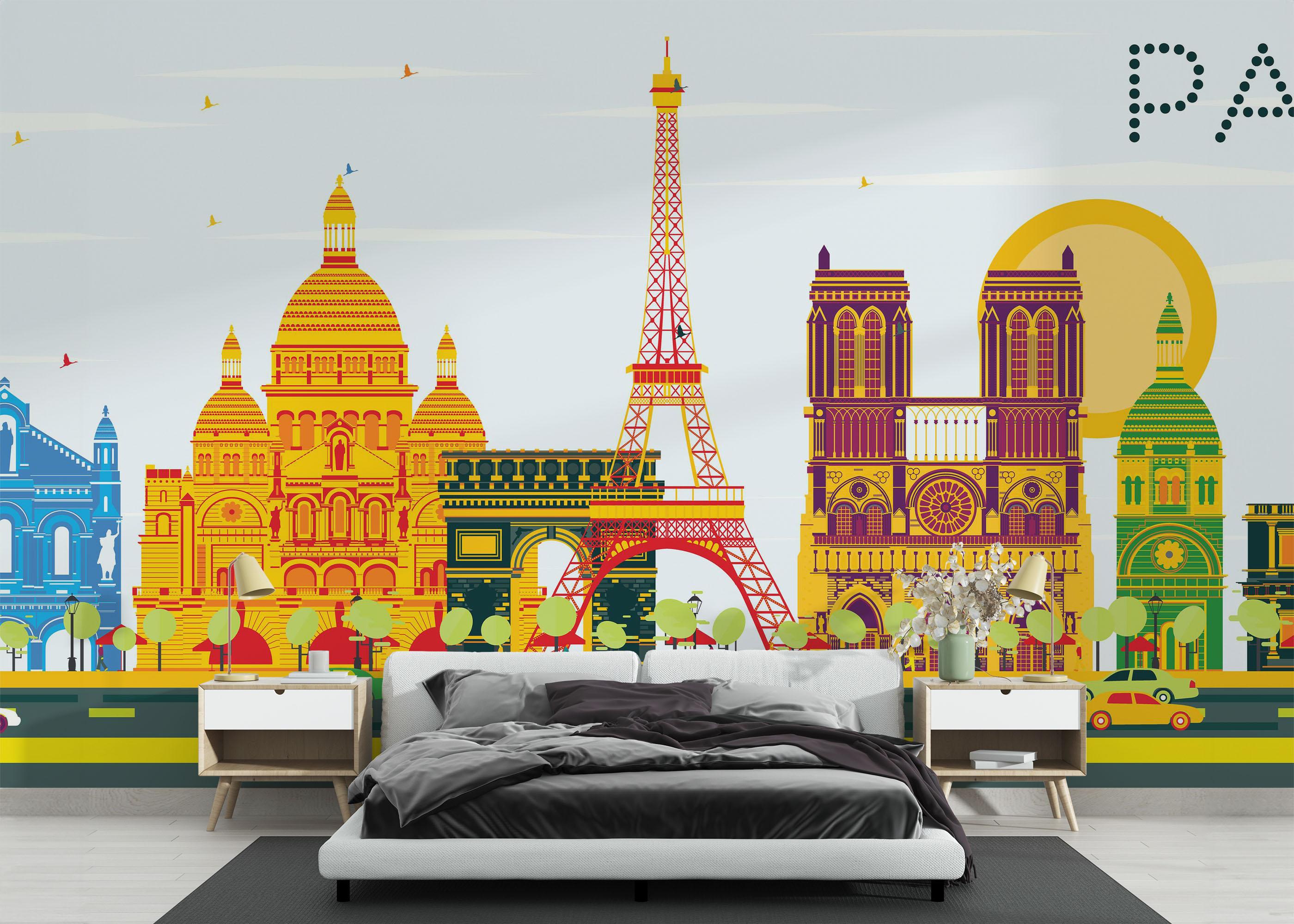 Fototapet Colorful Paris mockup 3