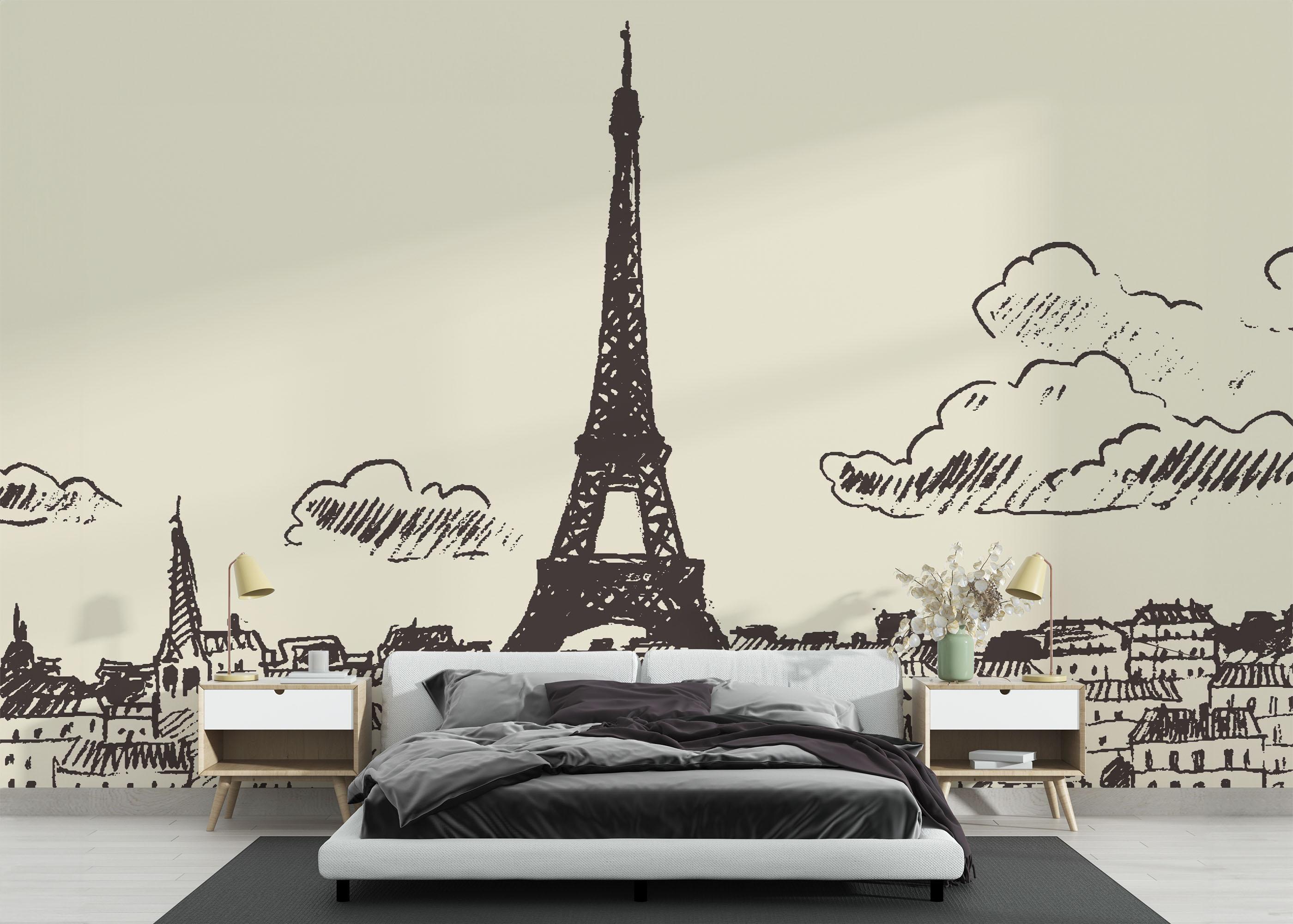 Fototapet Eiffel Tower Sketch mockup 3