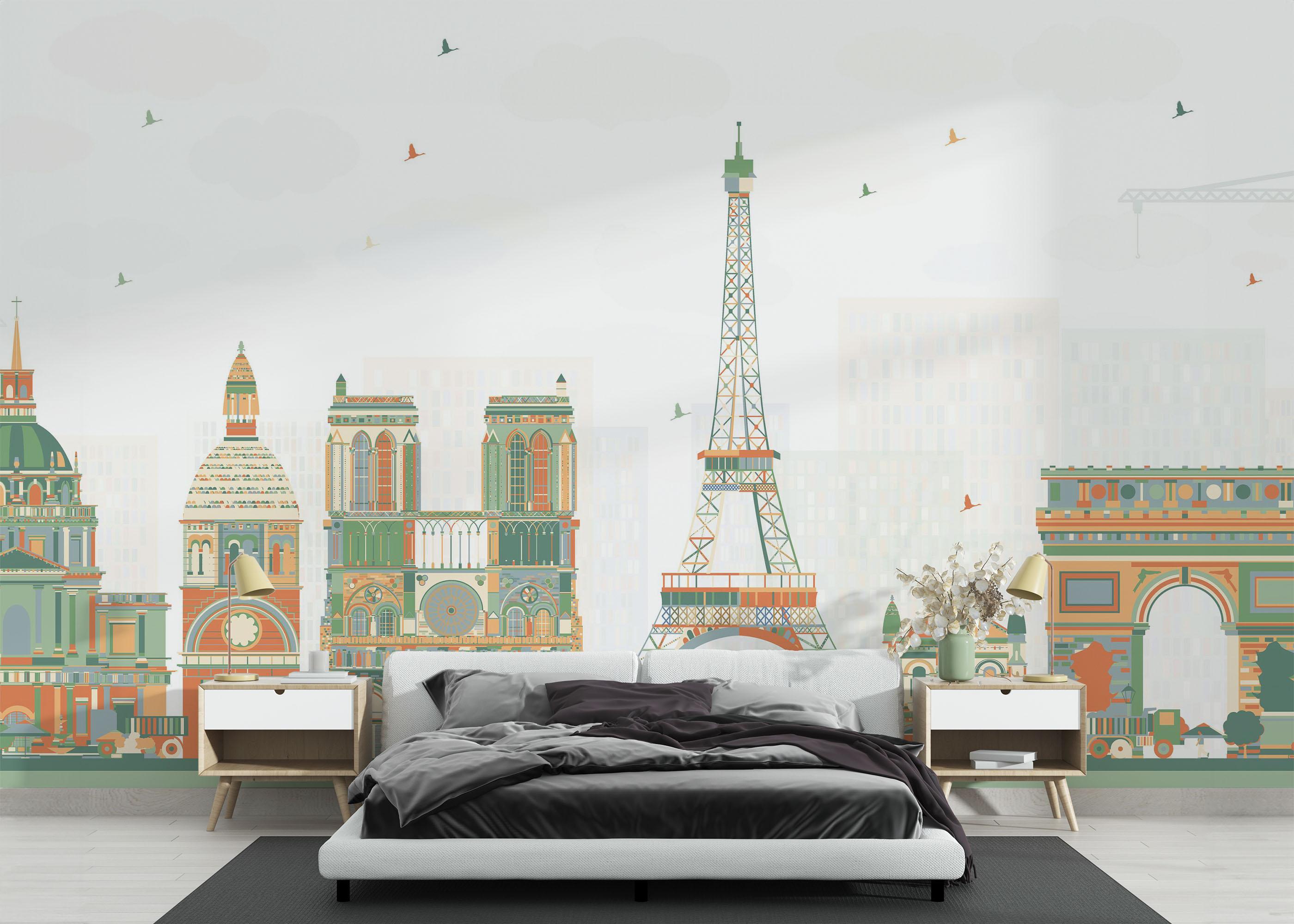 Fototapet Orange Green Paris mockup 3