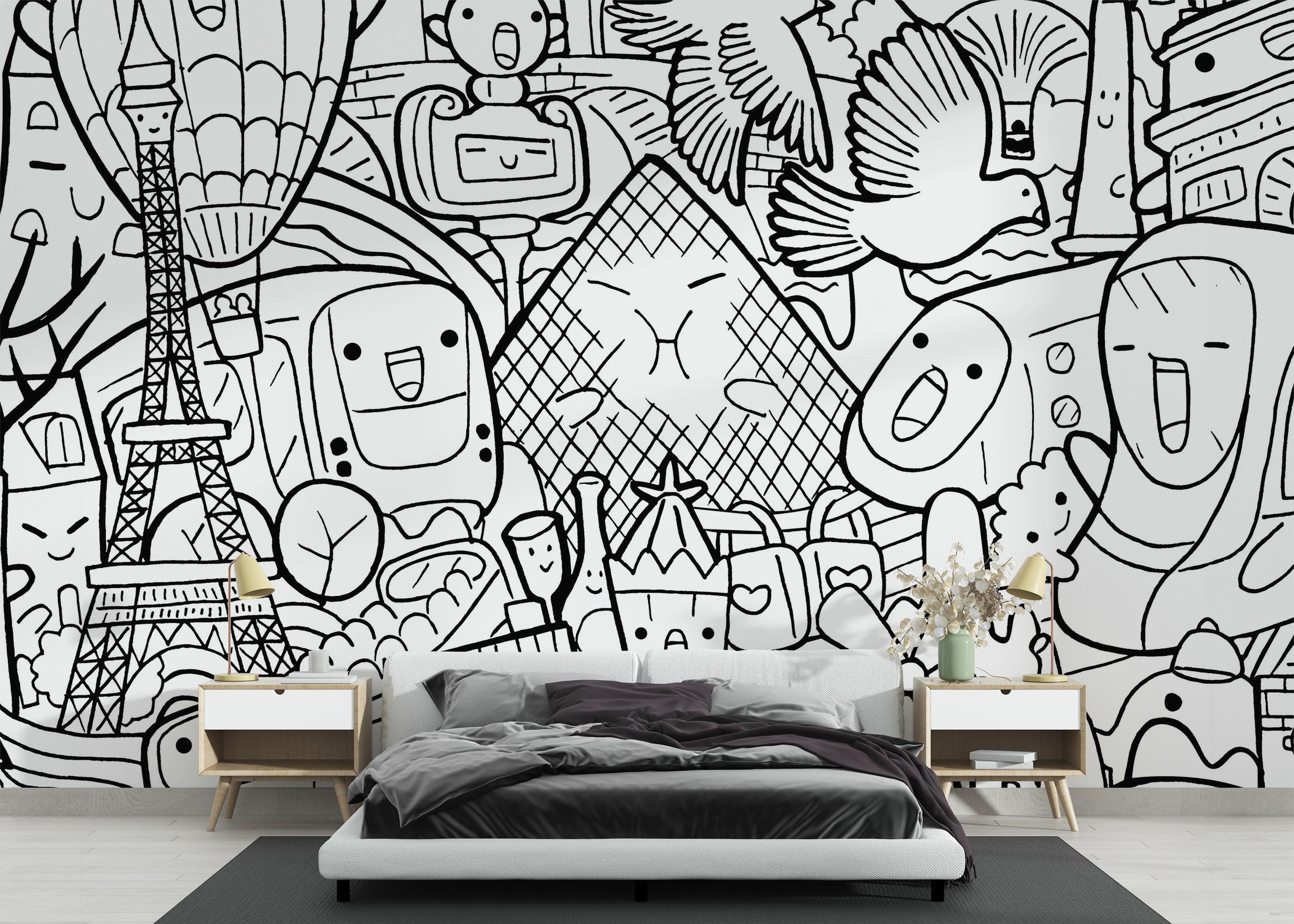 Fototapet Paris Doodle mockup 3