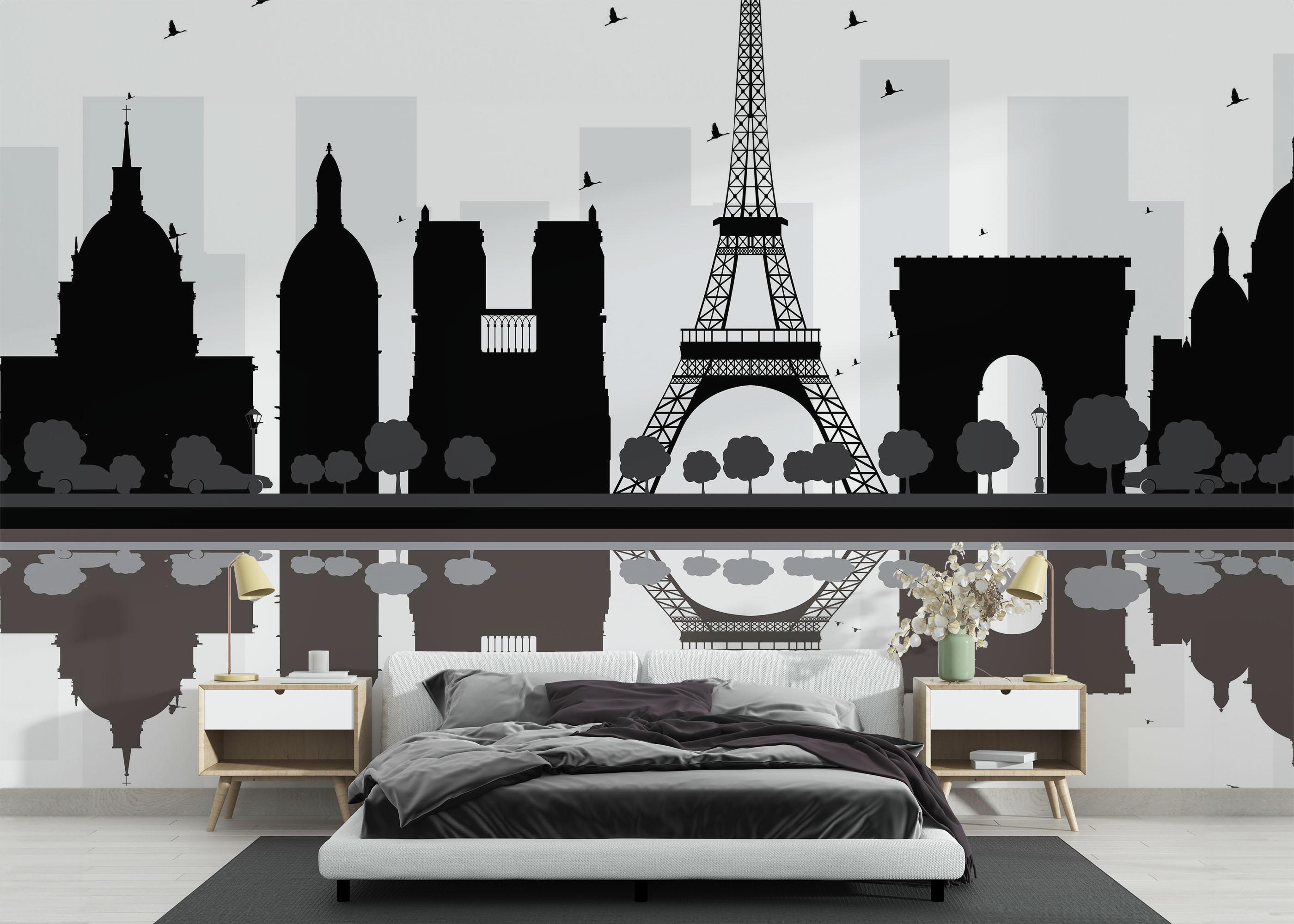 Fototapet Paris Silhouette mockup 3