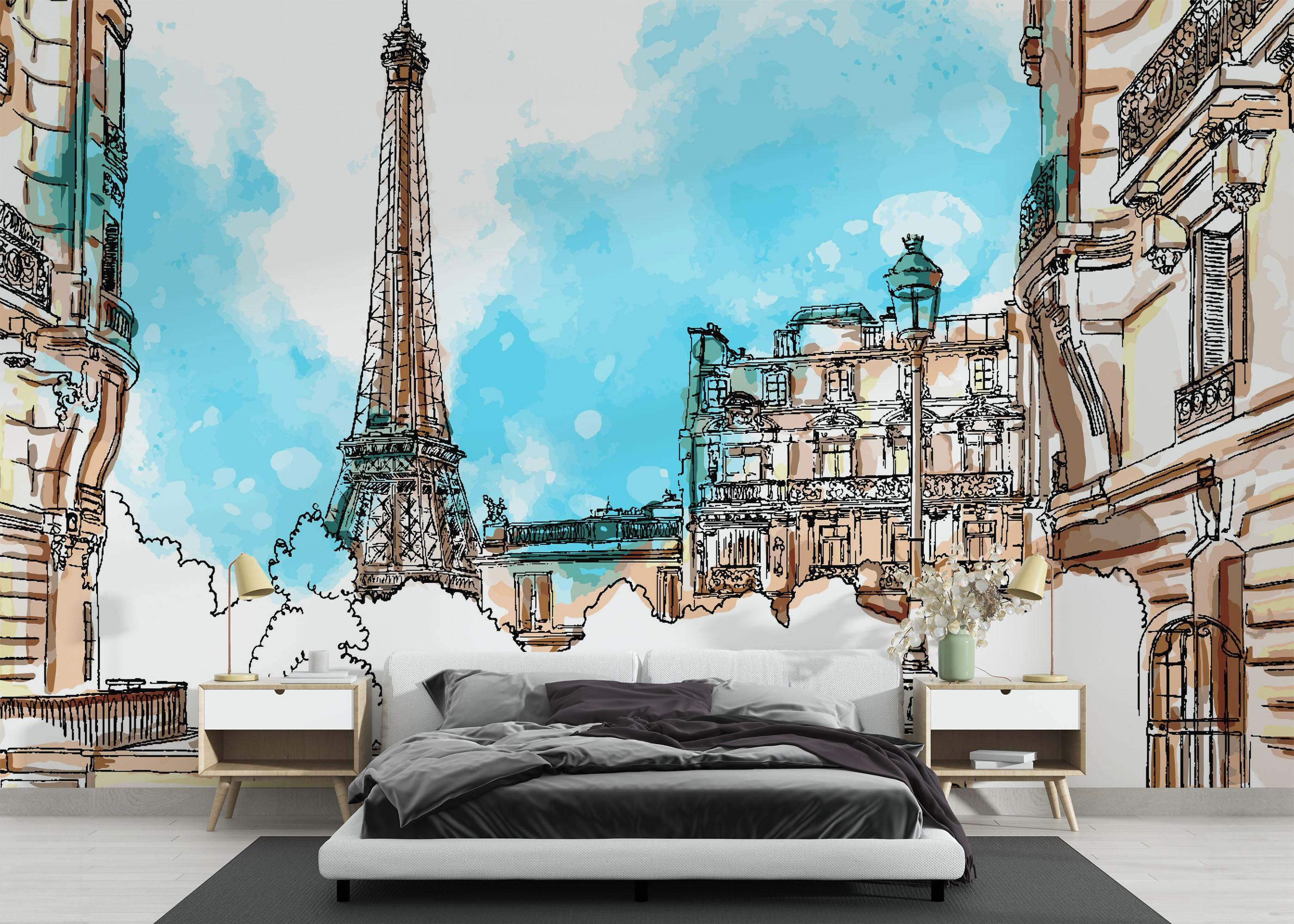 Fototapet Paris Vibe Drawing mockup 3