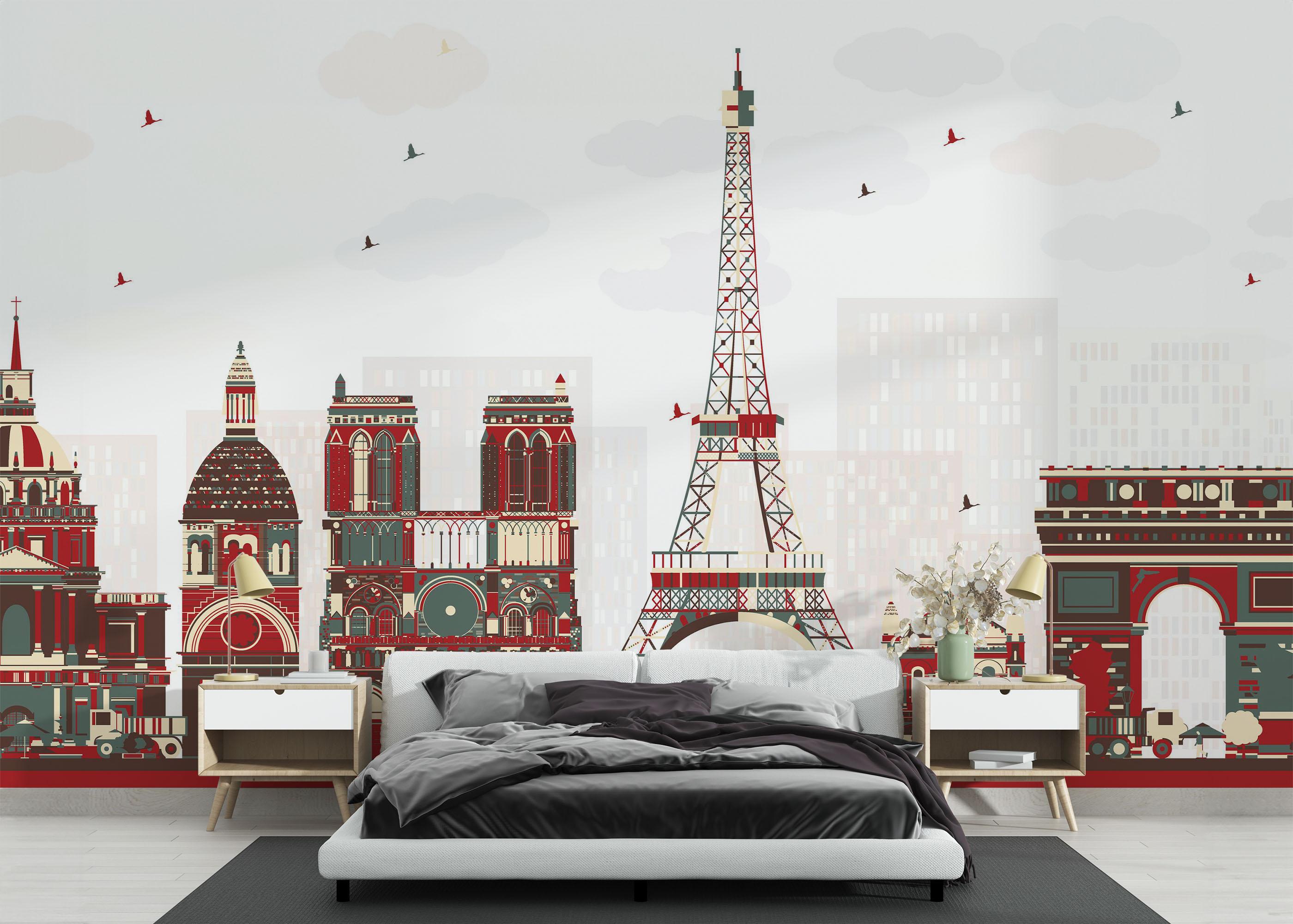 Fototapet Red Grey Paris mockup 3