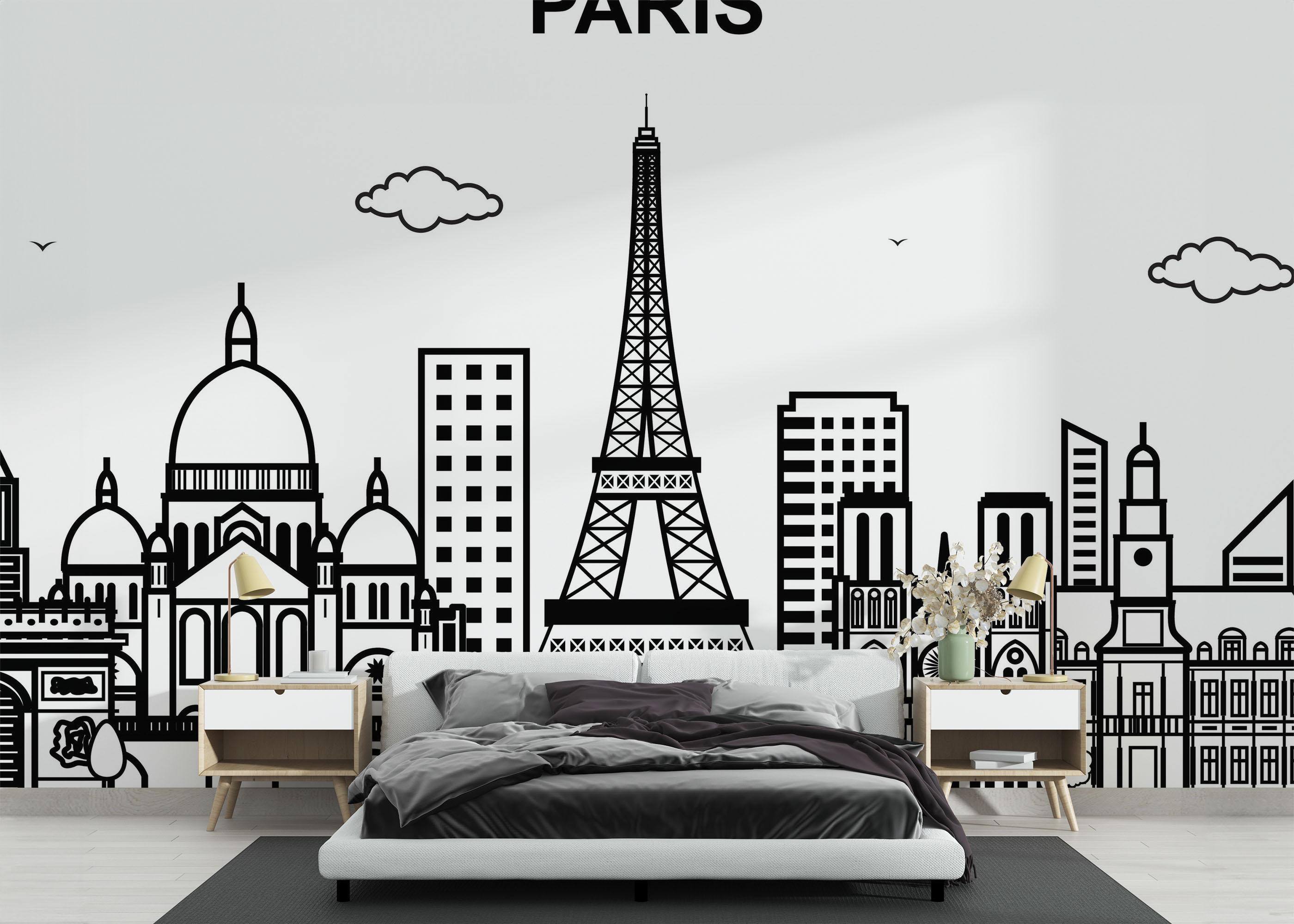 Fototapet Simple Line Paris mockup 3