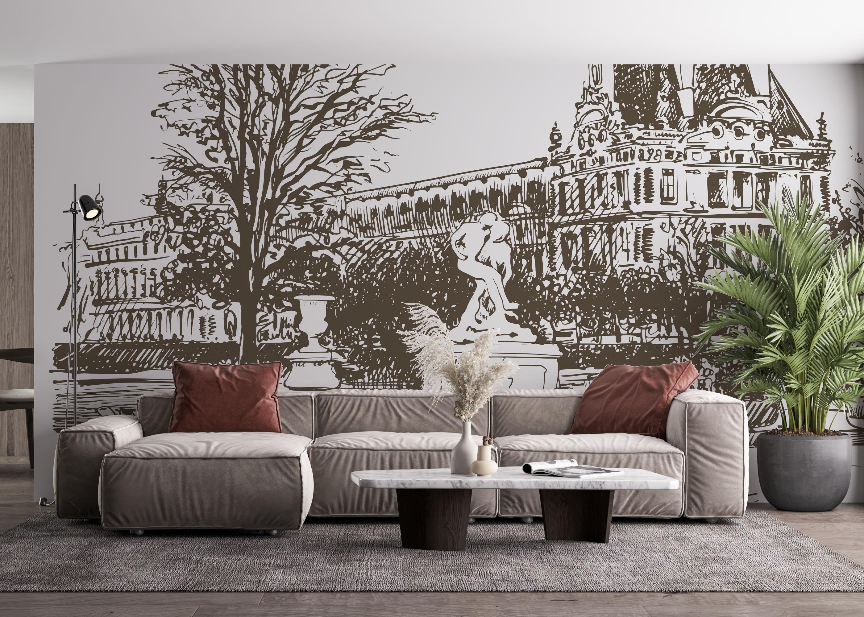 Fototapet Brown Sketch Paris mockup 4