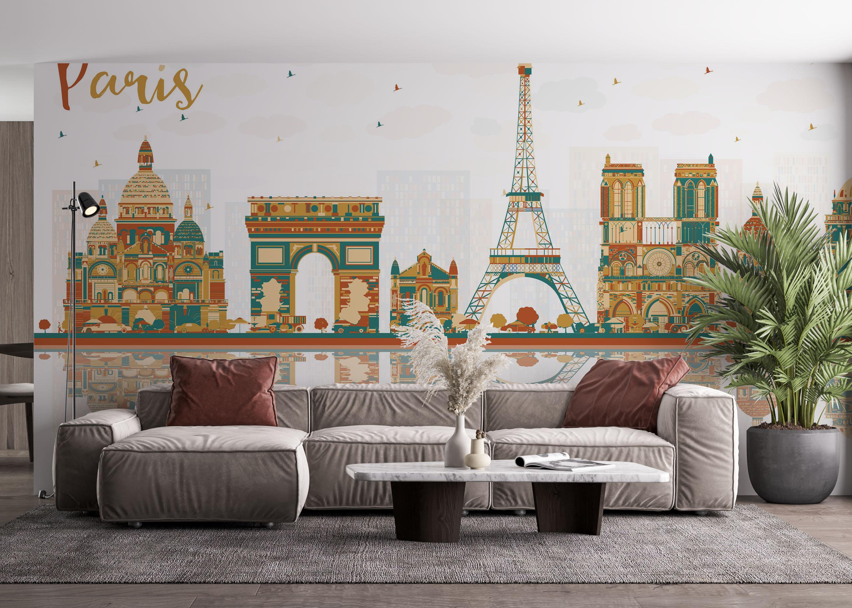 Fototapet Green Brown Paris mockup 4