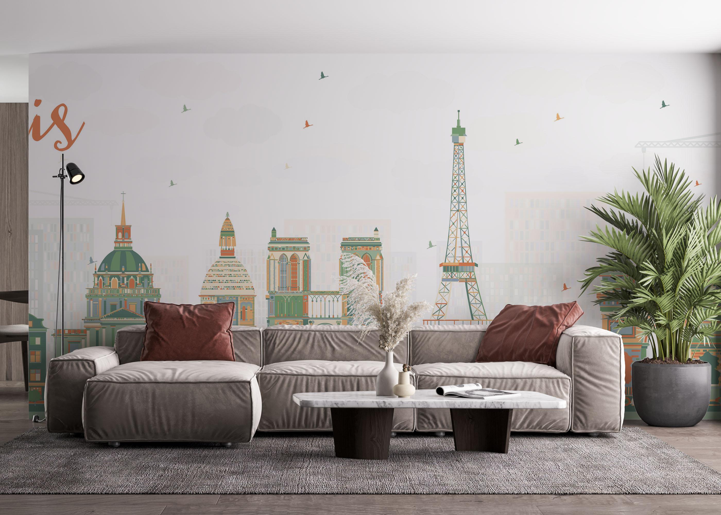 Fototapet Orange Green Paris mockup 4