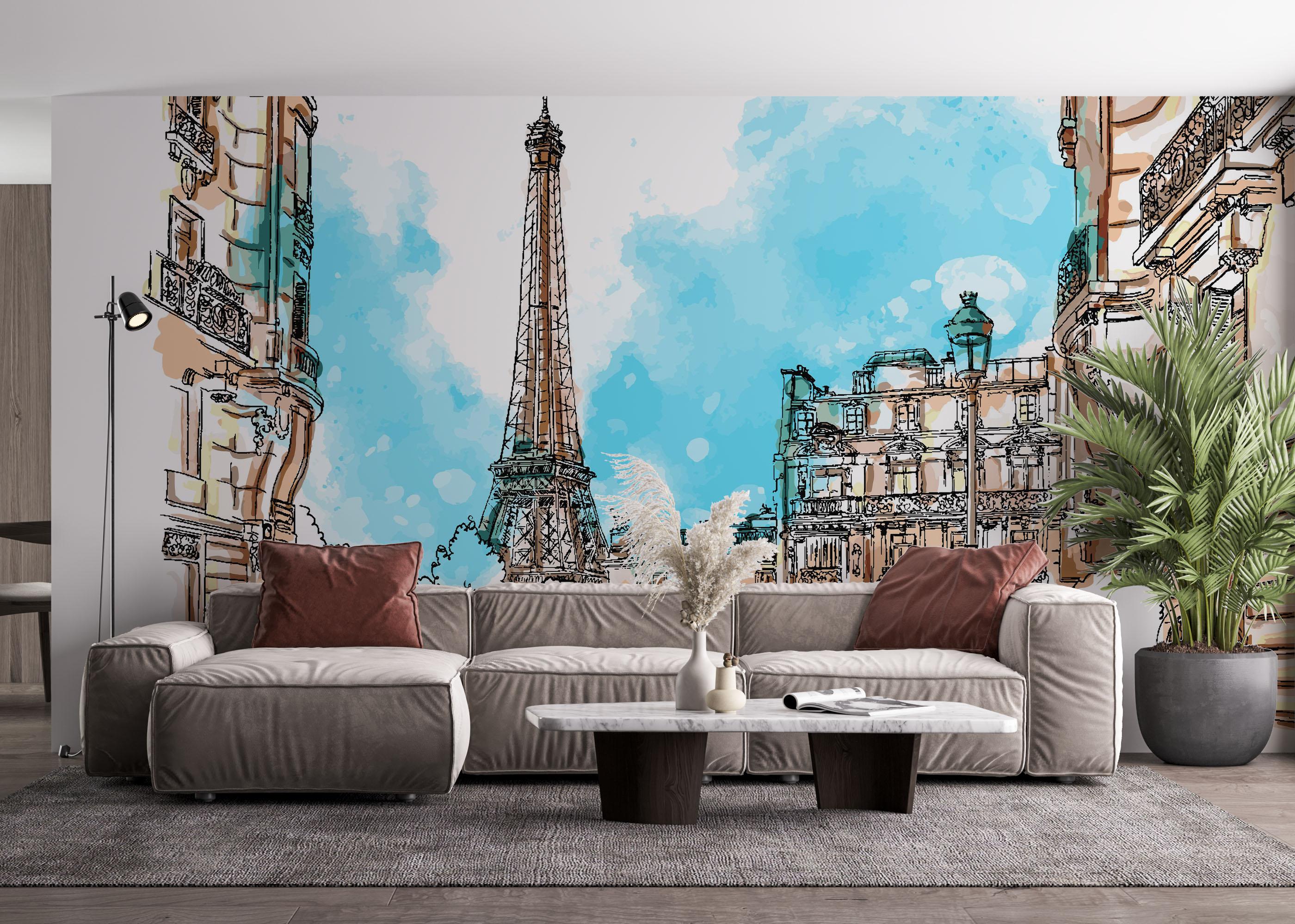 Fototapet Paris Vibe Drawing mockup 4
