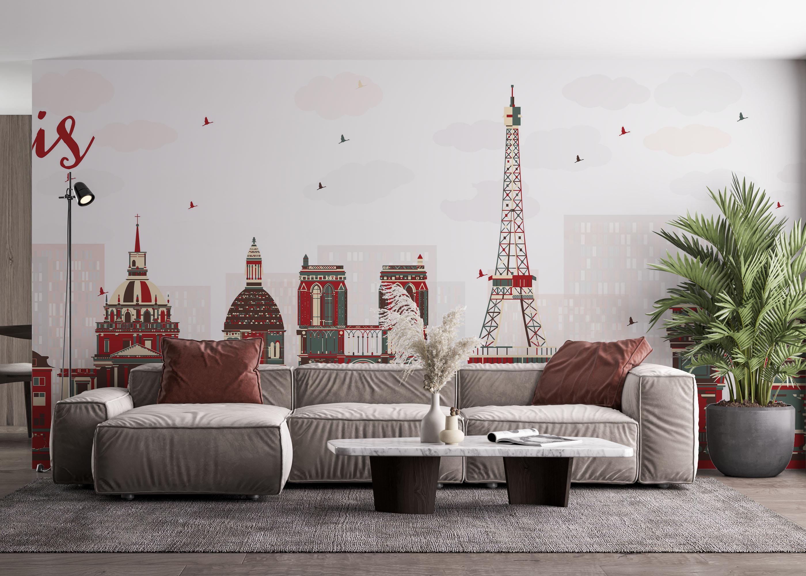 Fototapet Red Grey Paris mockup 4