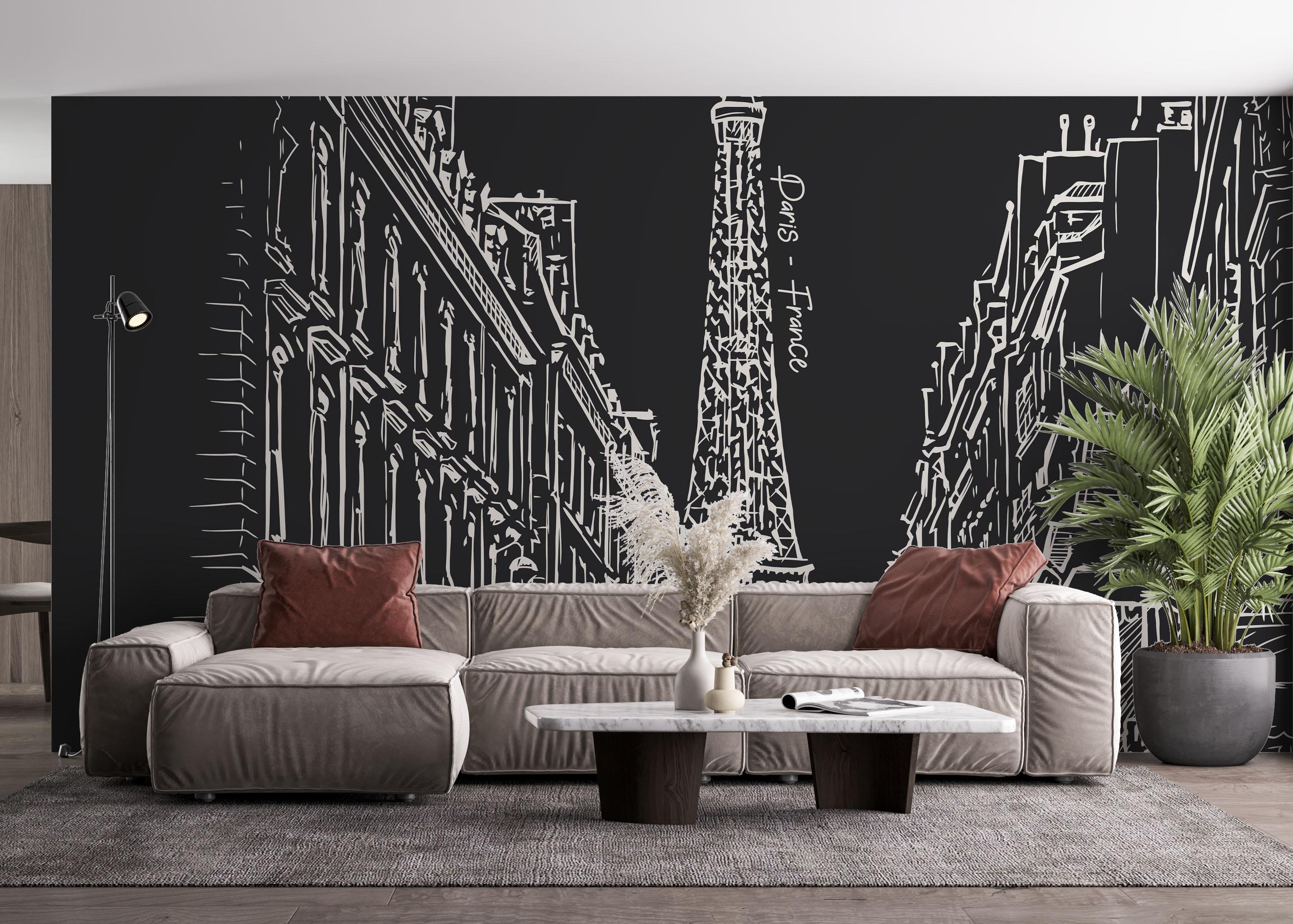 Fototapet White Paris Sketch mockup 4