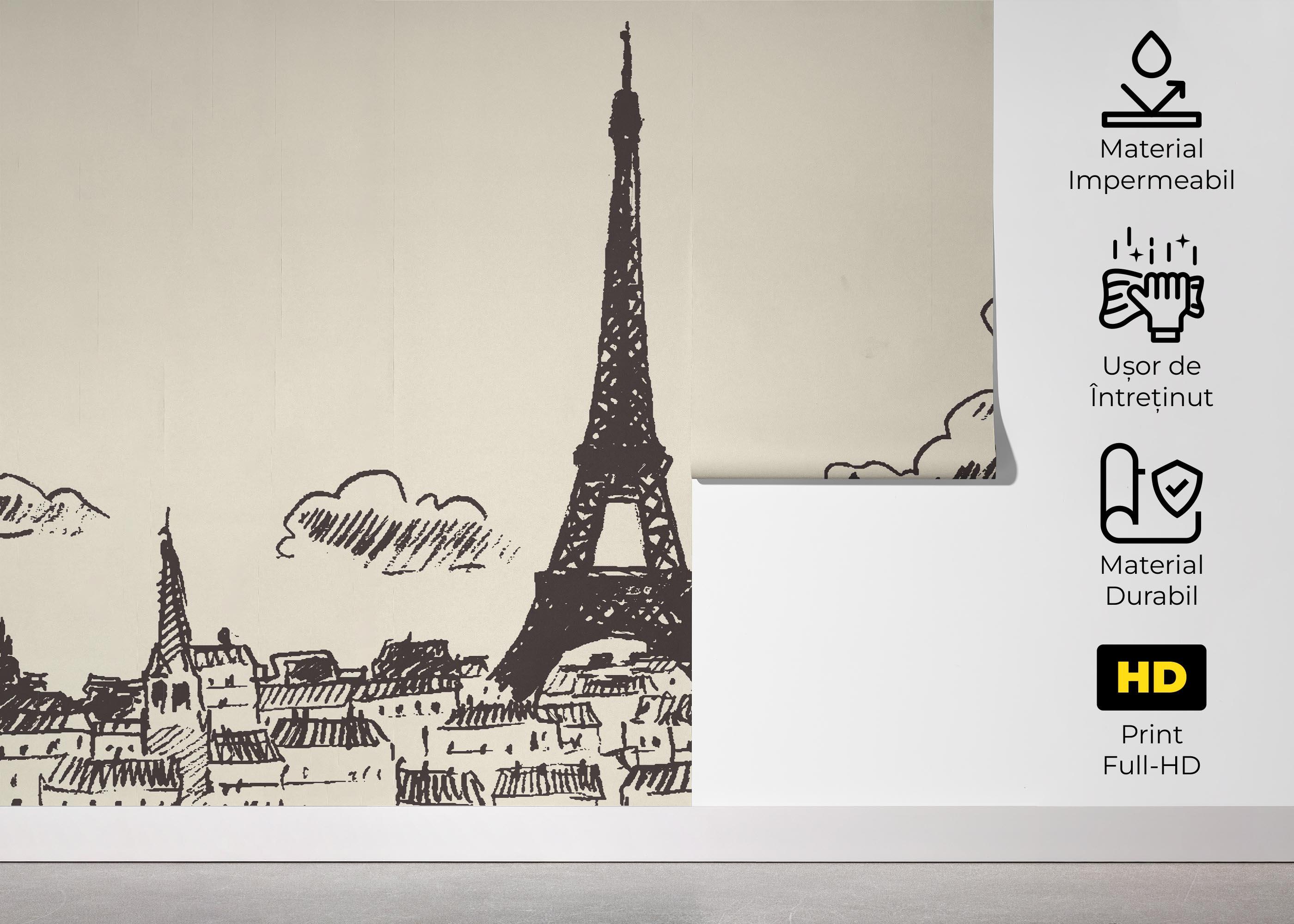Fototapet Eiffel Tower Sketch mockup 5