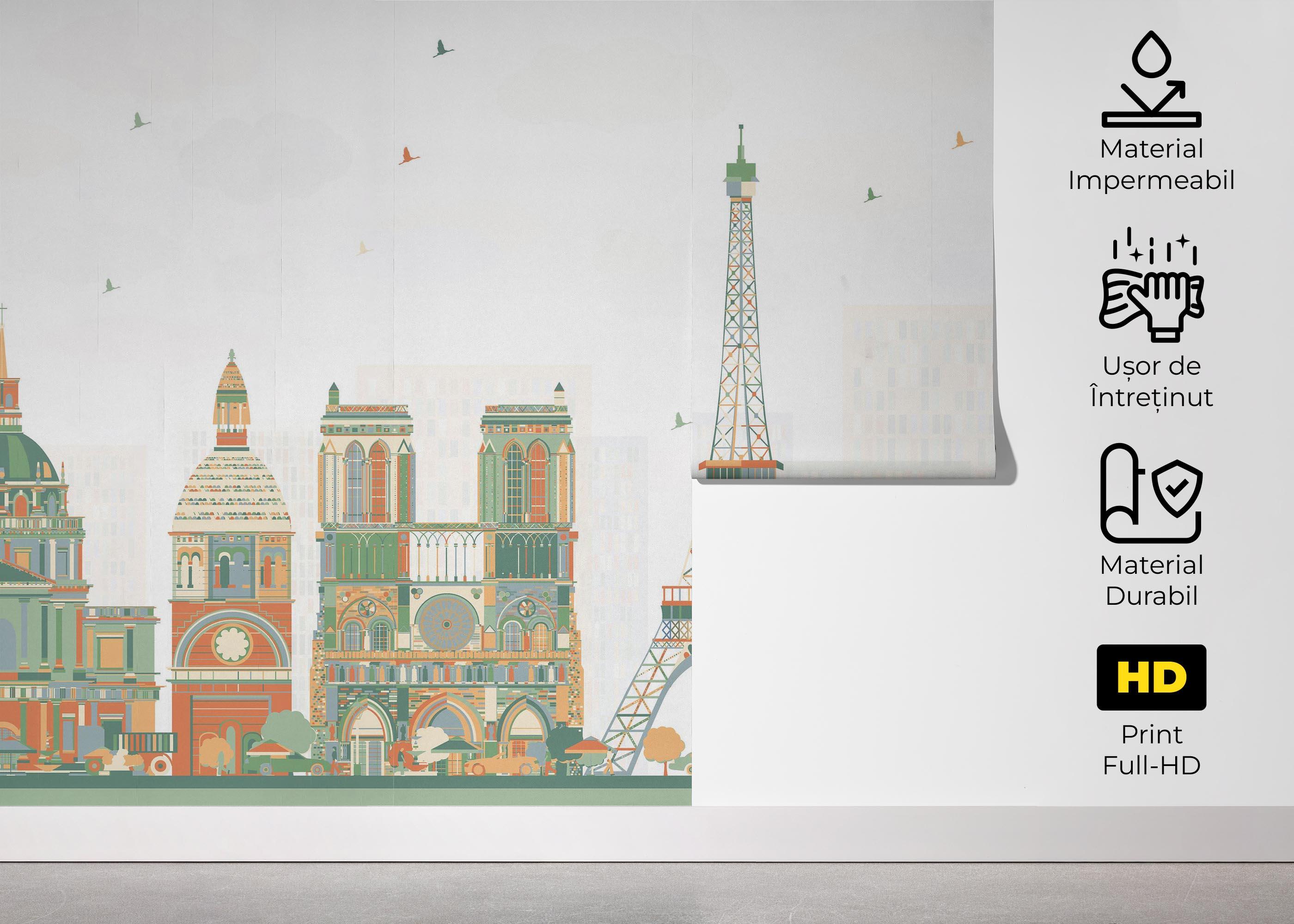 Fototapet Orange Green Paris mockup 5