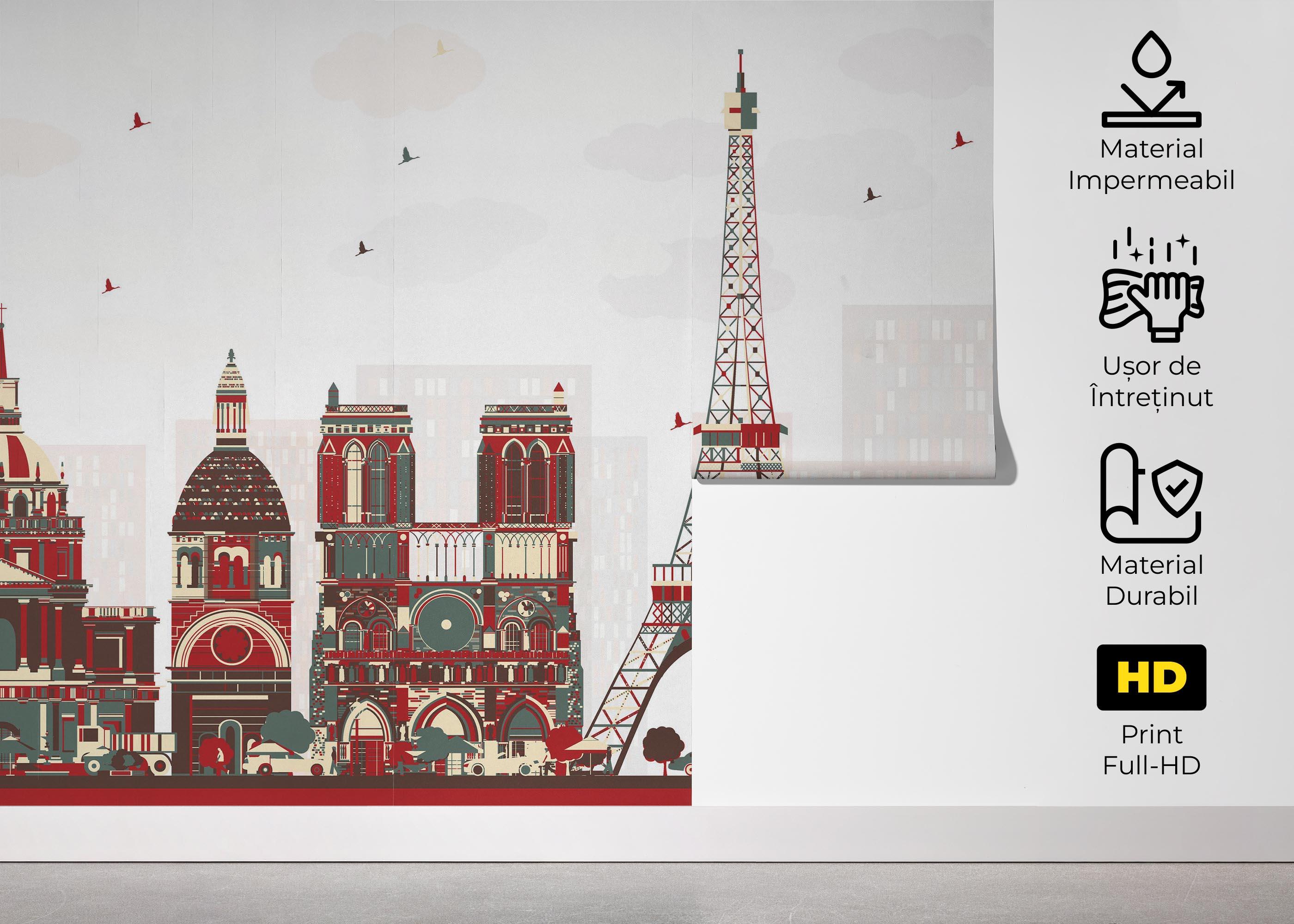 Fototapet Red Grey Paris mockup 5