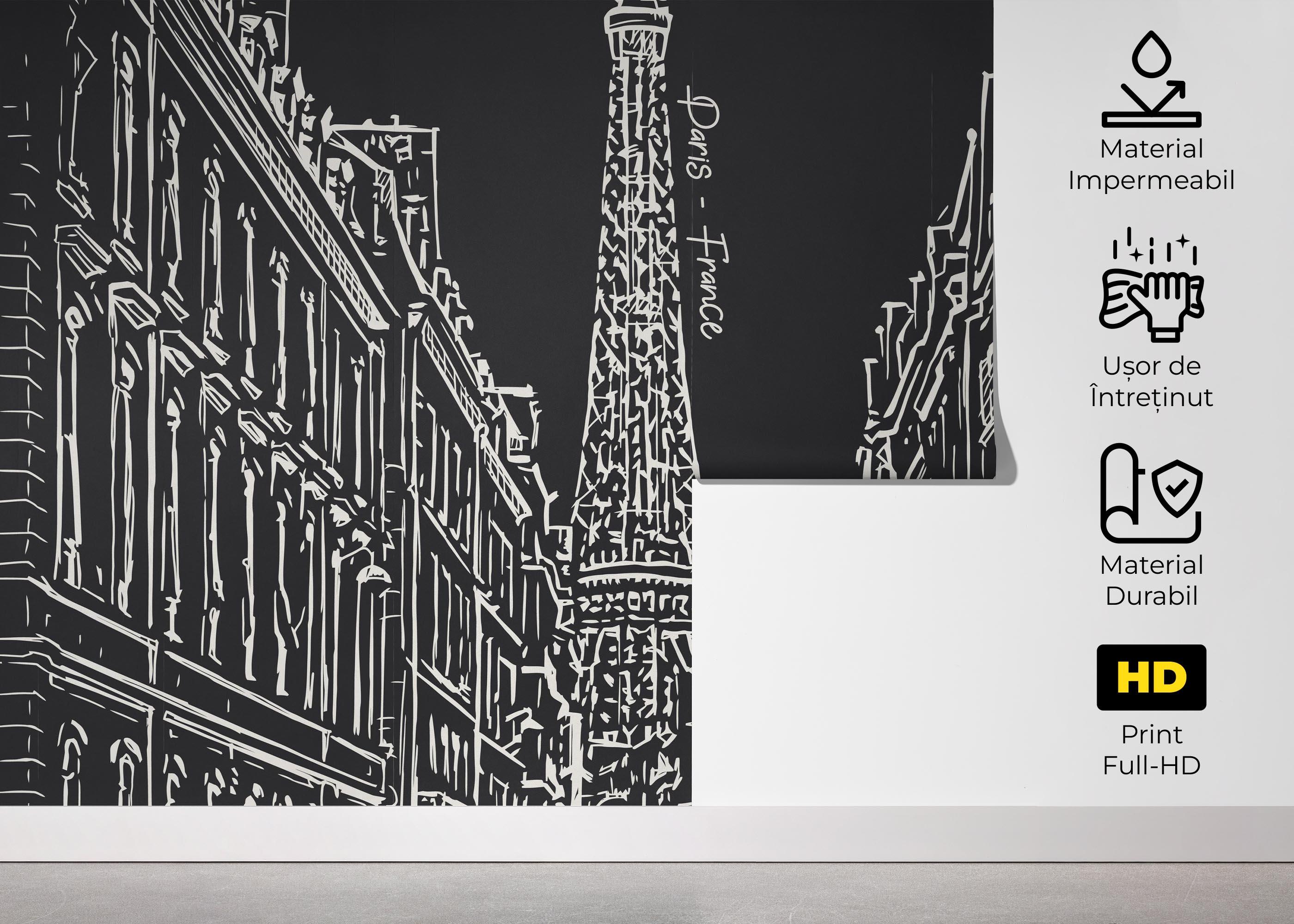 Fototapet White Paris Sketch mockup 5