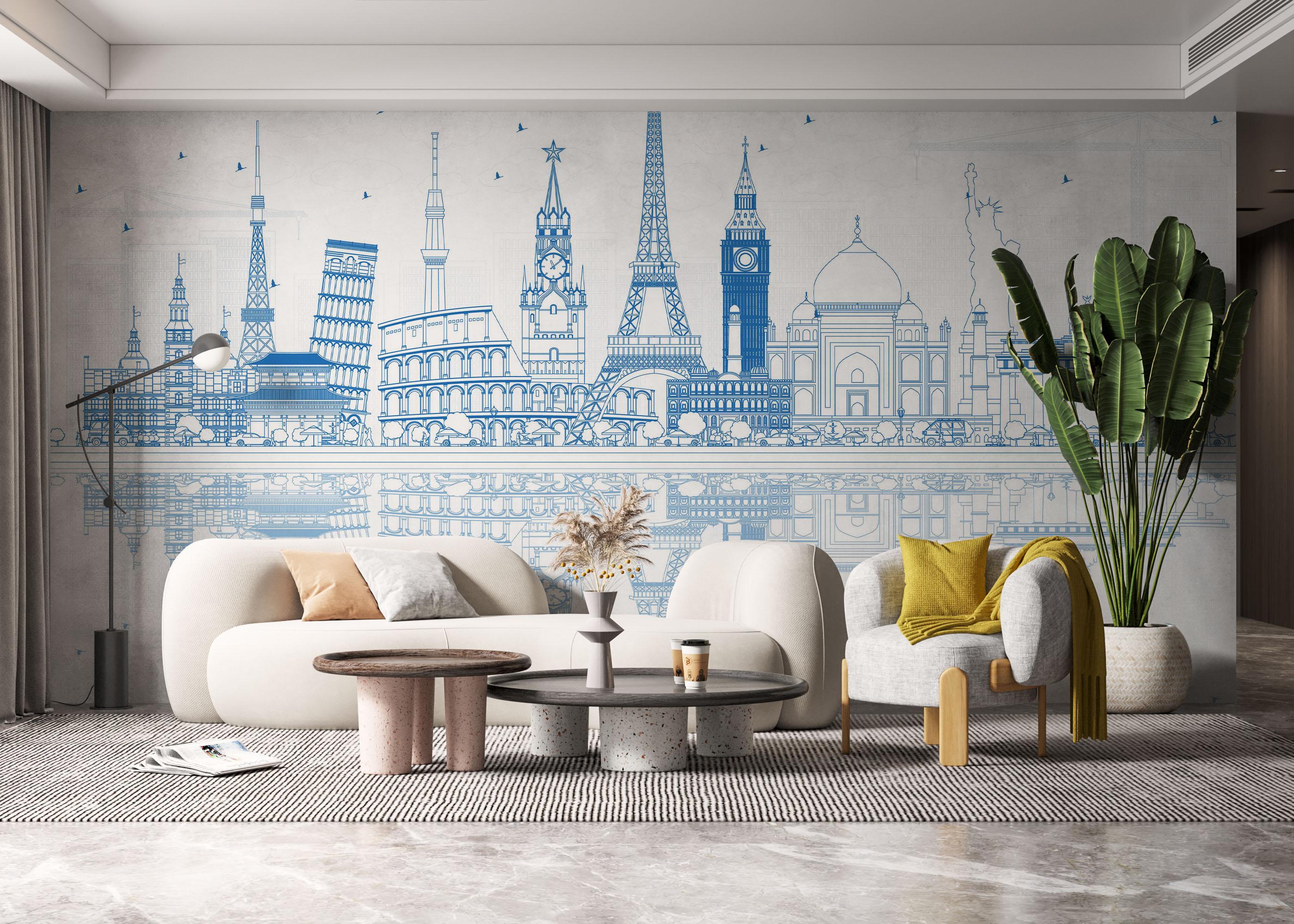 Fototapet Blue Line Travel mockup 6