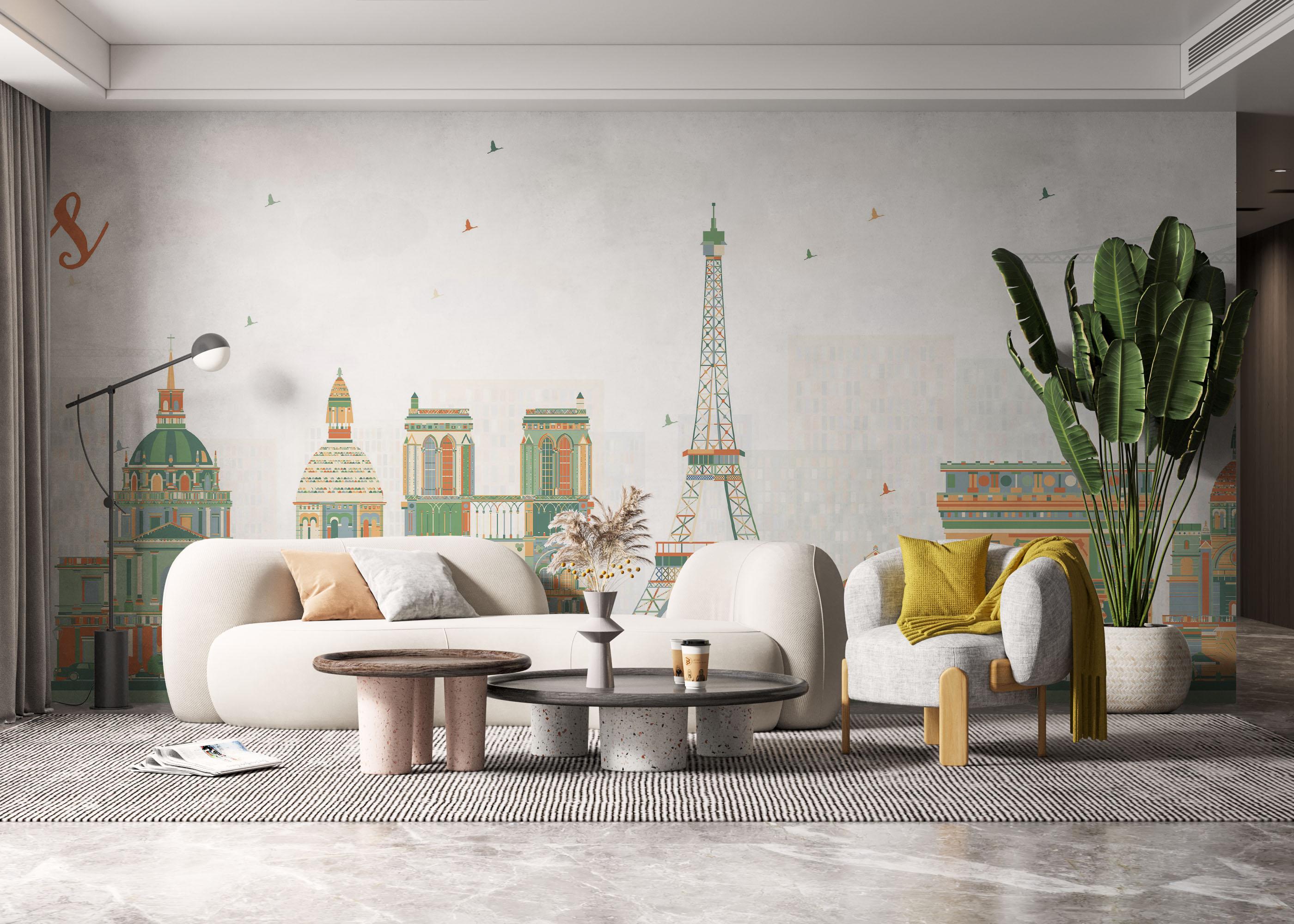 Fototapet Orange Green Paris mockup 6