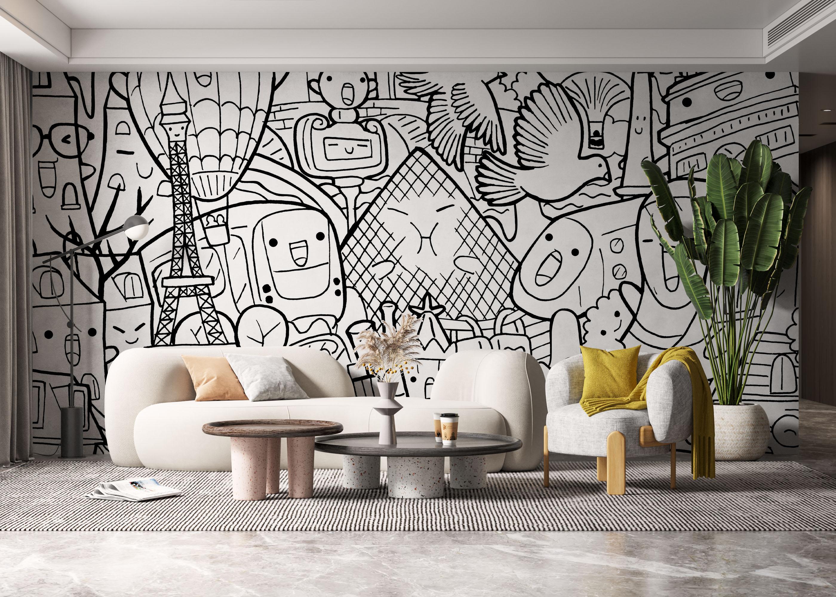 Fototapet Paris Doodle mockup 6