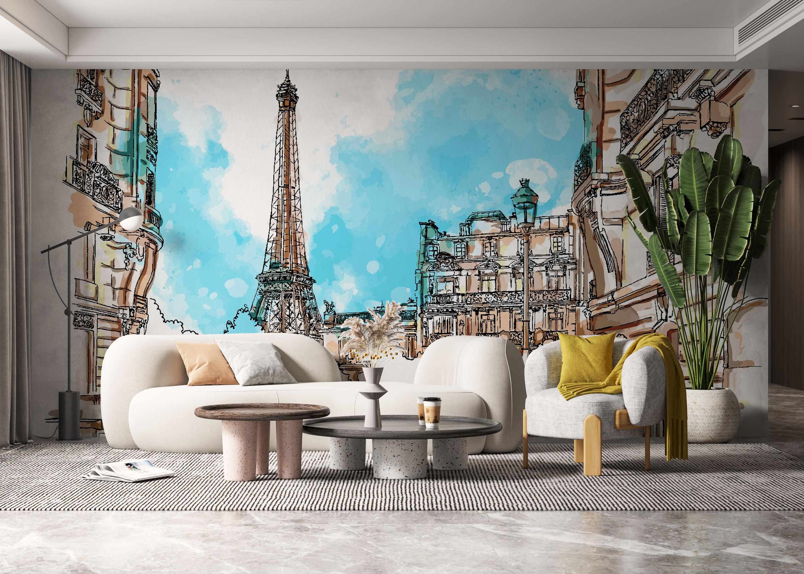 Fototapet Paris Vibe Drawing mockup 6