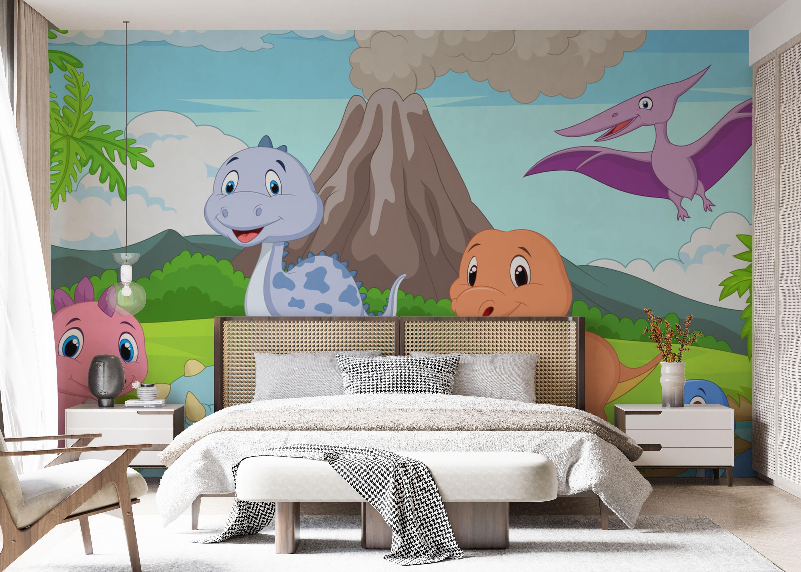 Fototapet Cartoon Baby Dinosaurs mockup 7