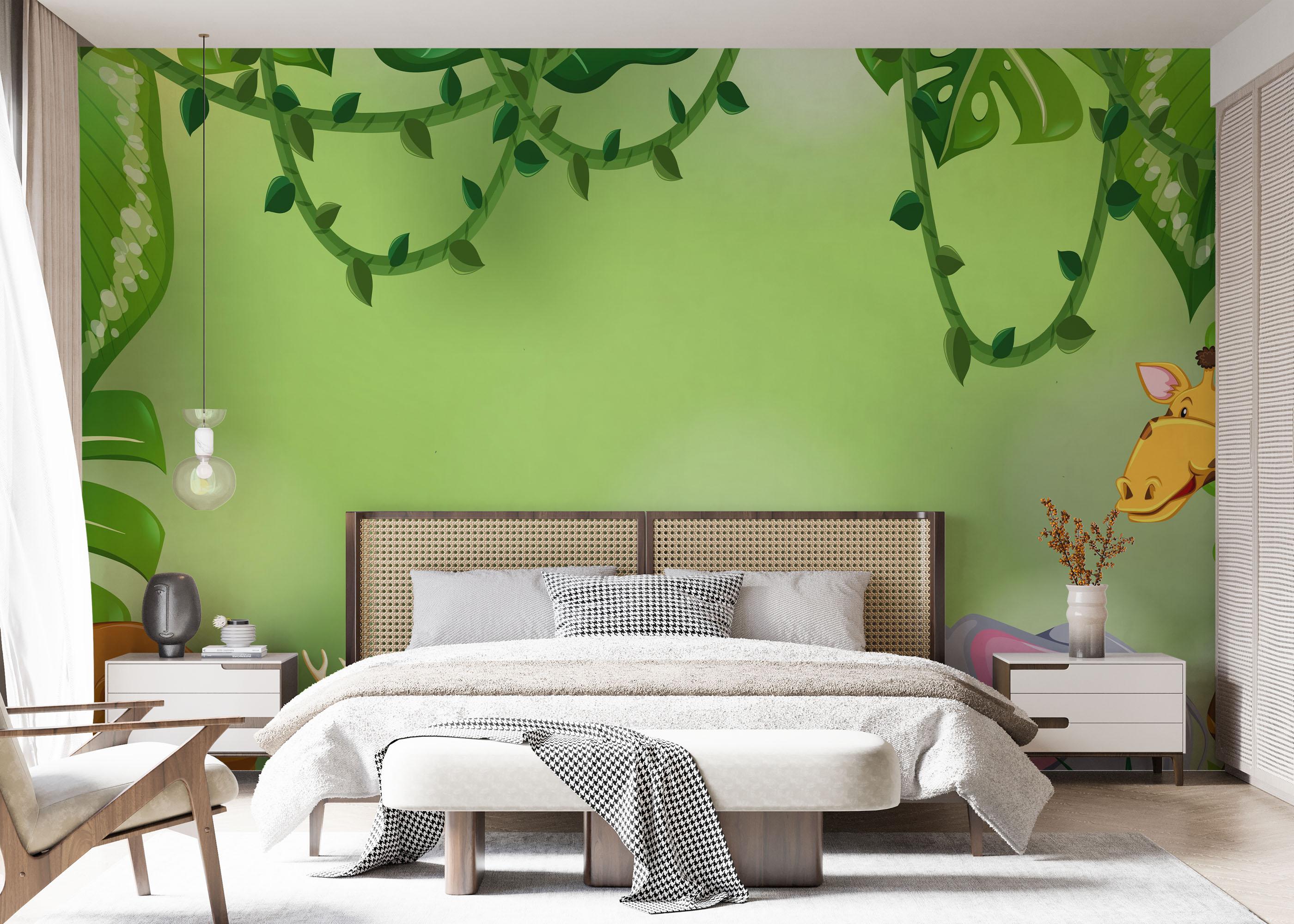 Fototapet Cartoon Green Wall mockup 7