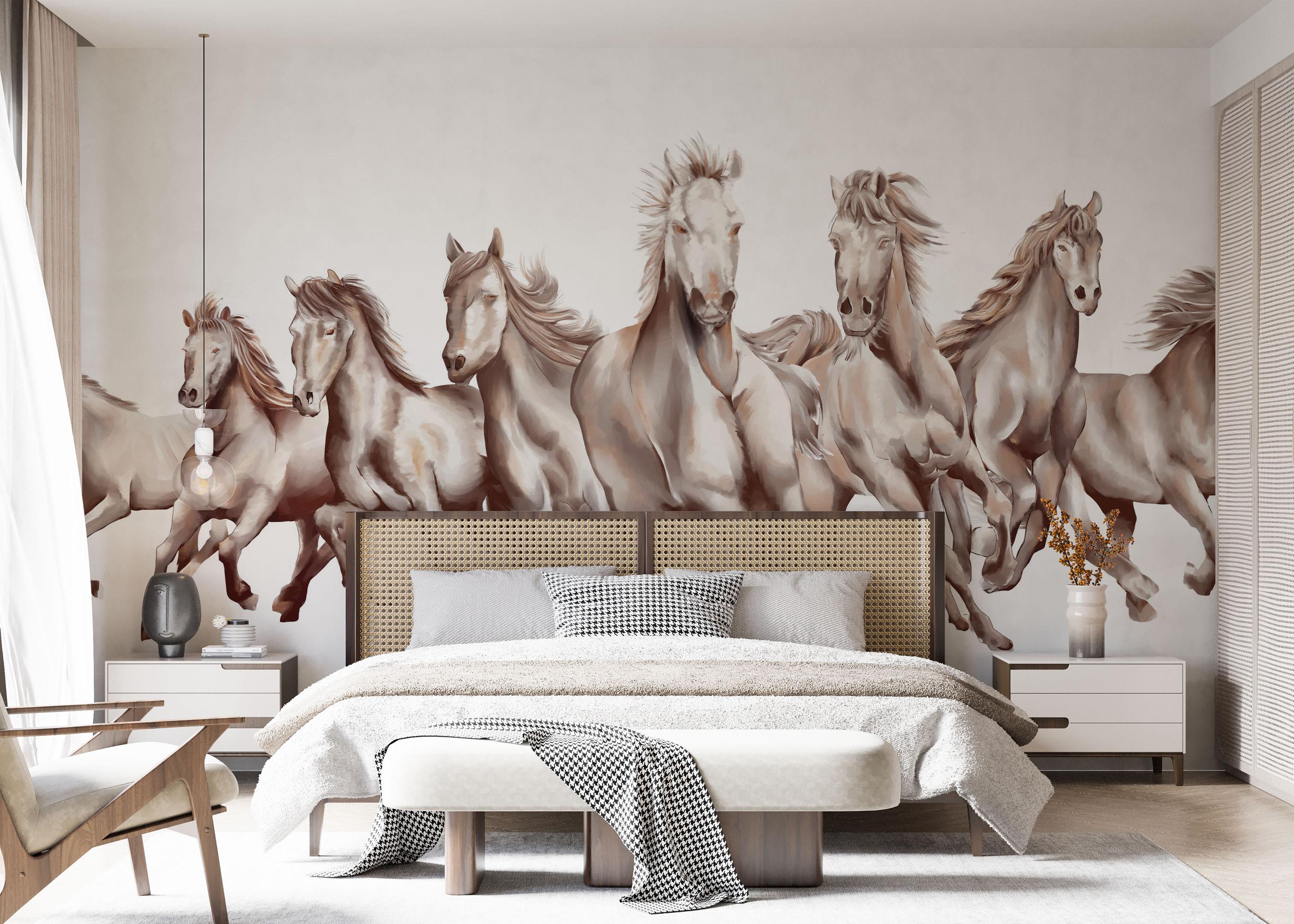 Fototapet White Cream Horse mockup 7