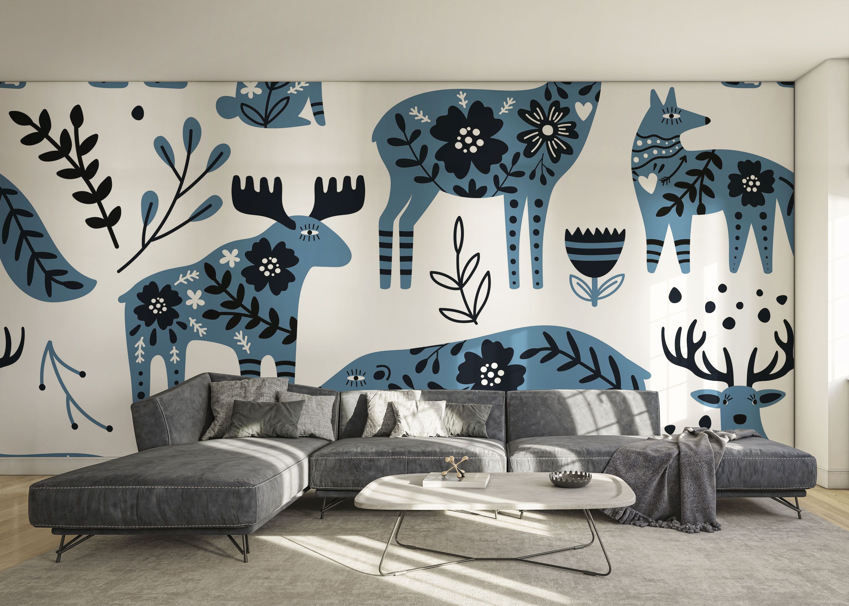 Blue Flower Animals mockup 0