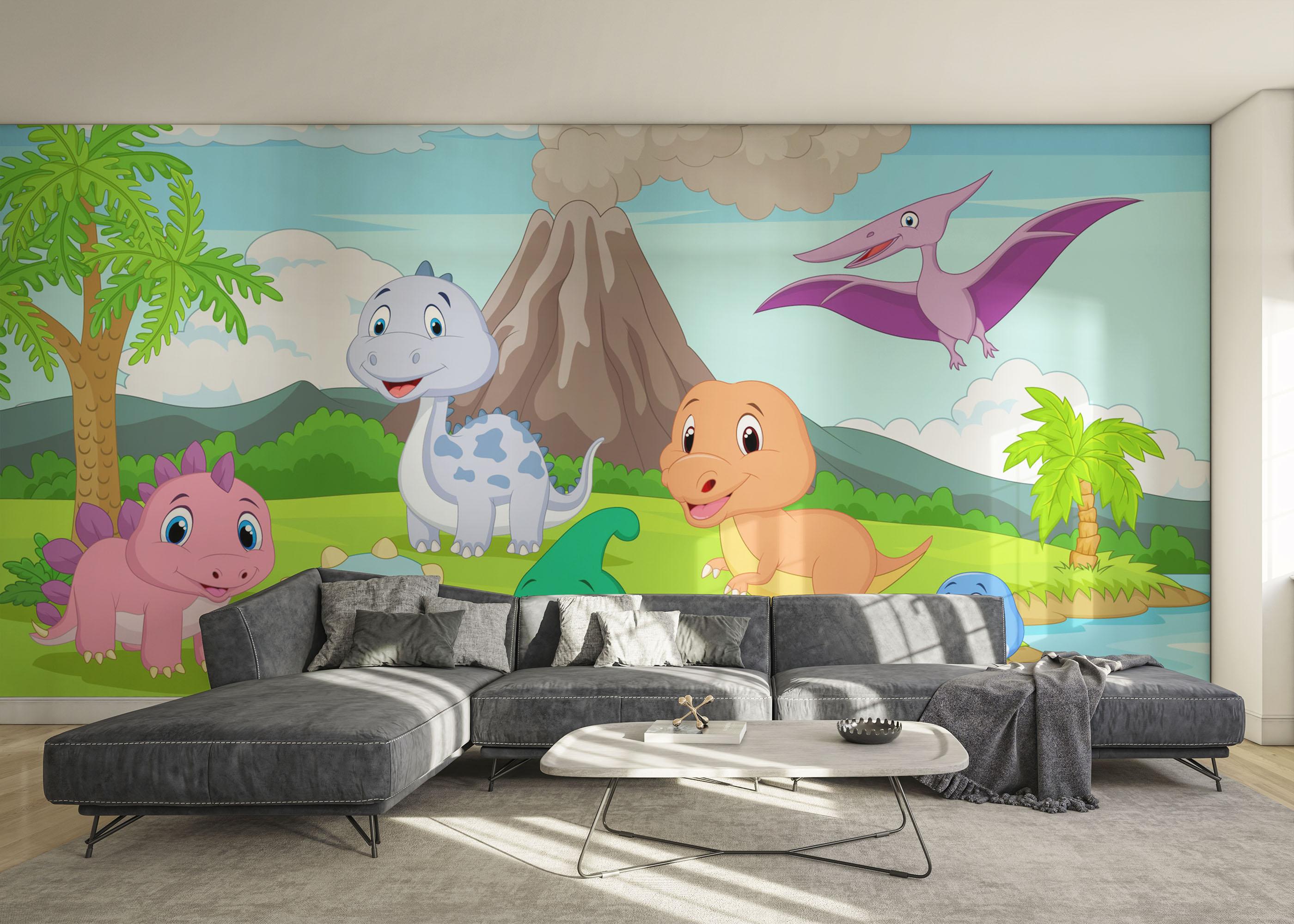 Fototapet Cartoon Baby Dinosaurs mockup 0