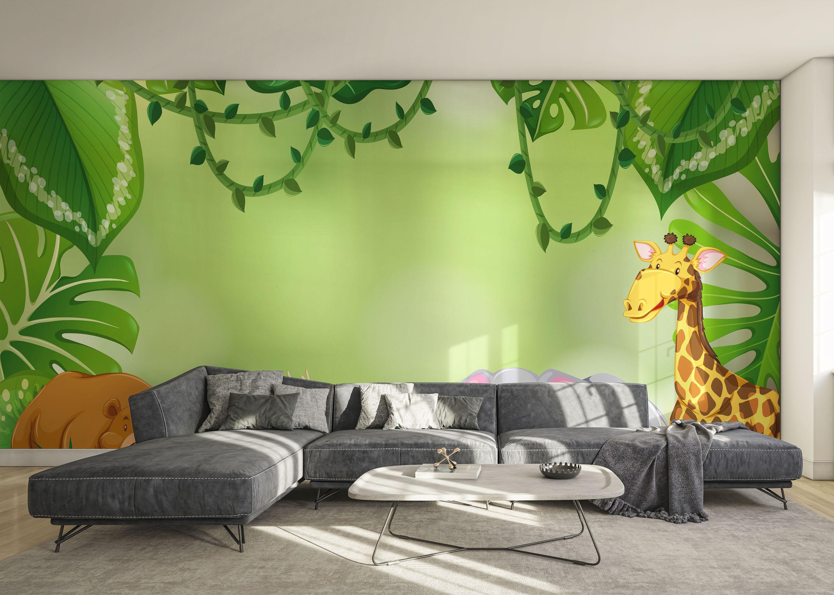 Fototapet Cartoon Green Wall mockup 0