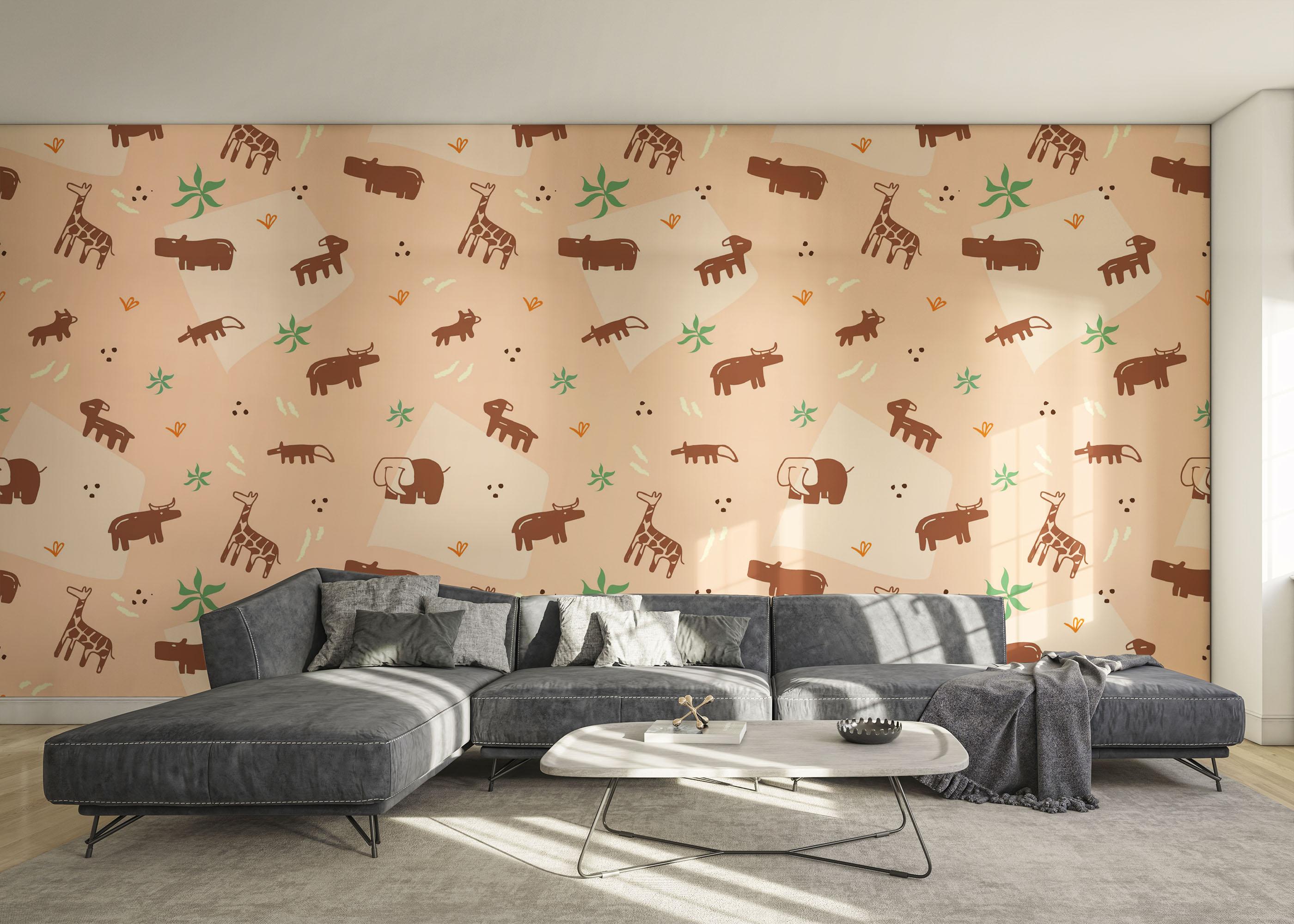 Fototapet Cute Safari Art mockup 0