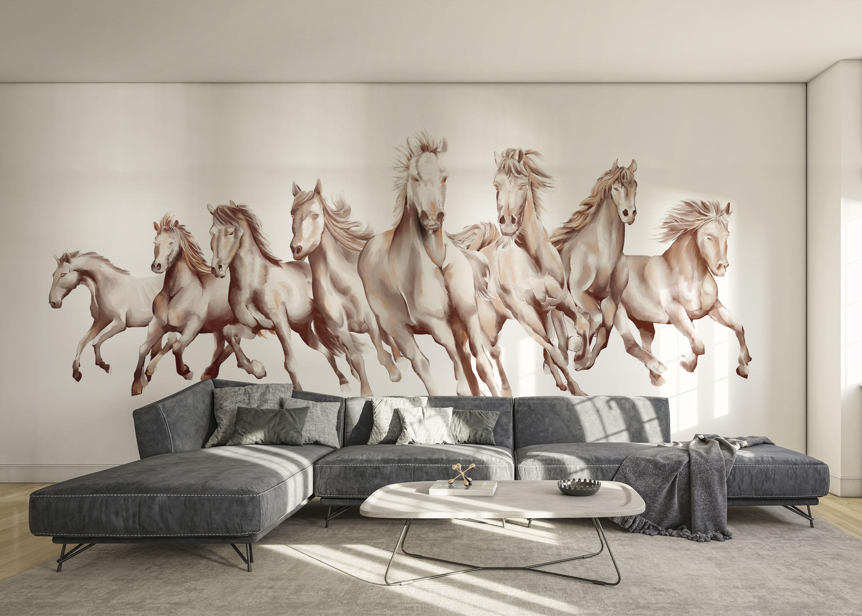 Fototapet White Cream Horse mockup 0