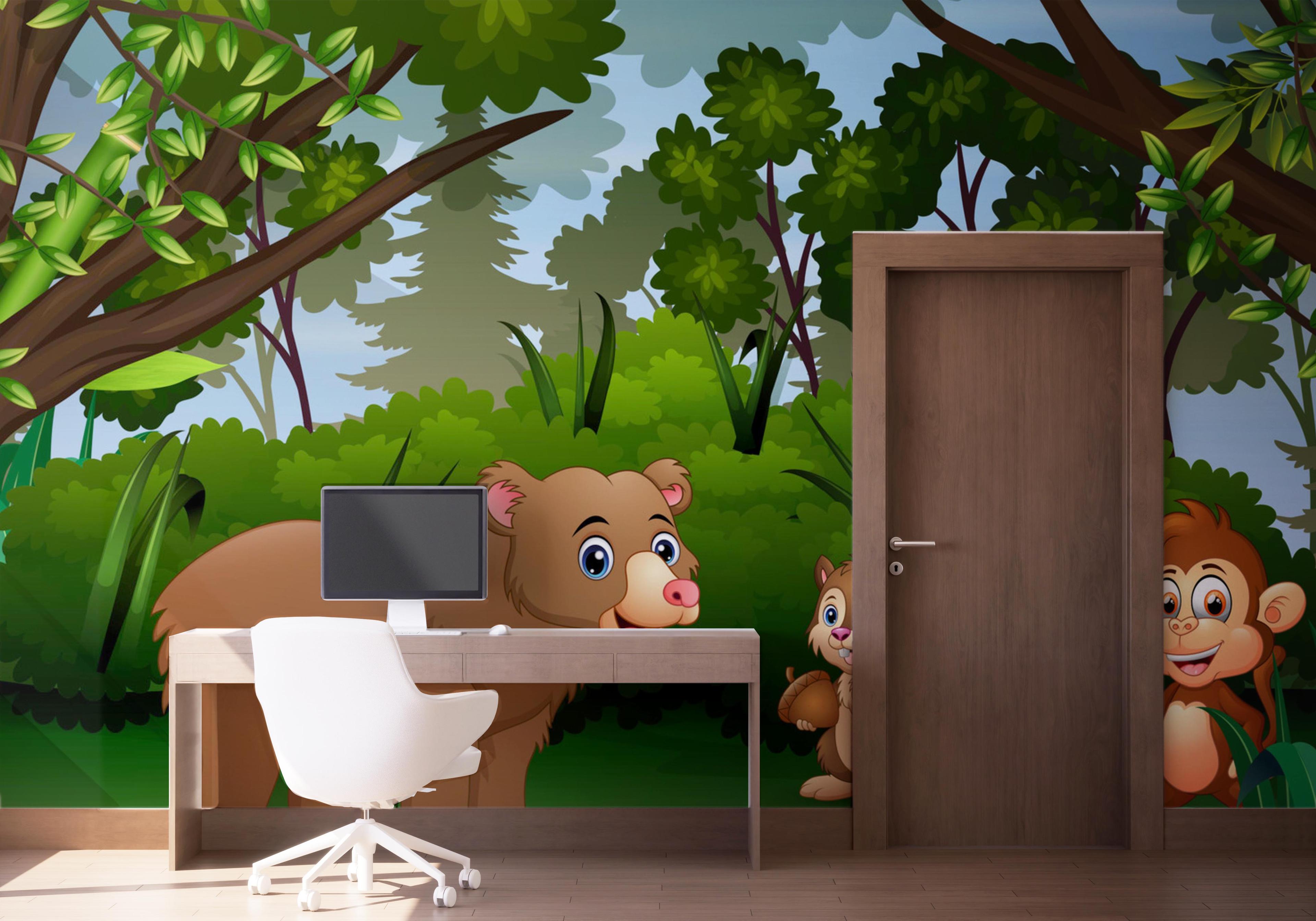 Fototapet Cute Bear Cartoon mockup 1