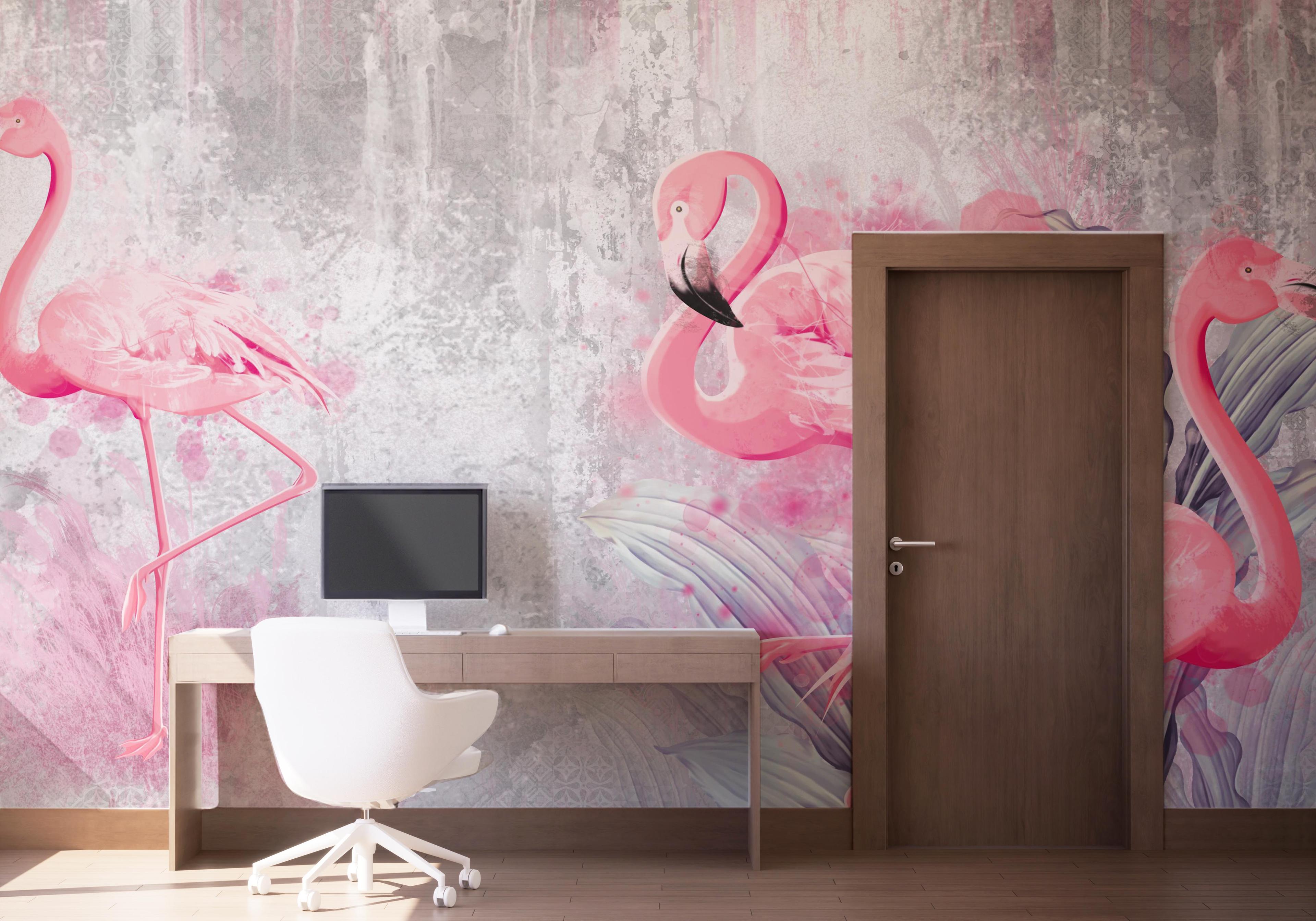 Fototapet Grungy Flamingo mockup 1