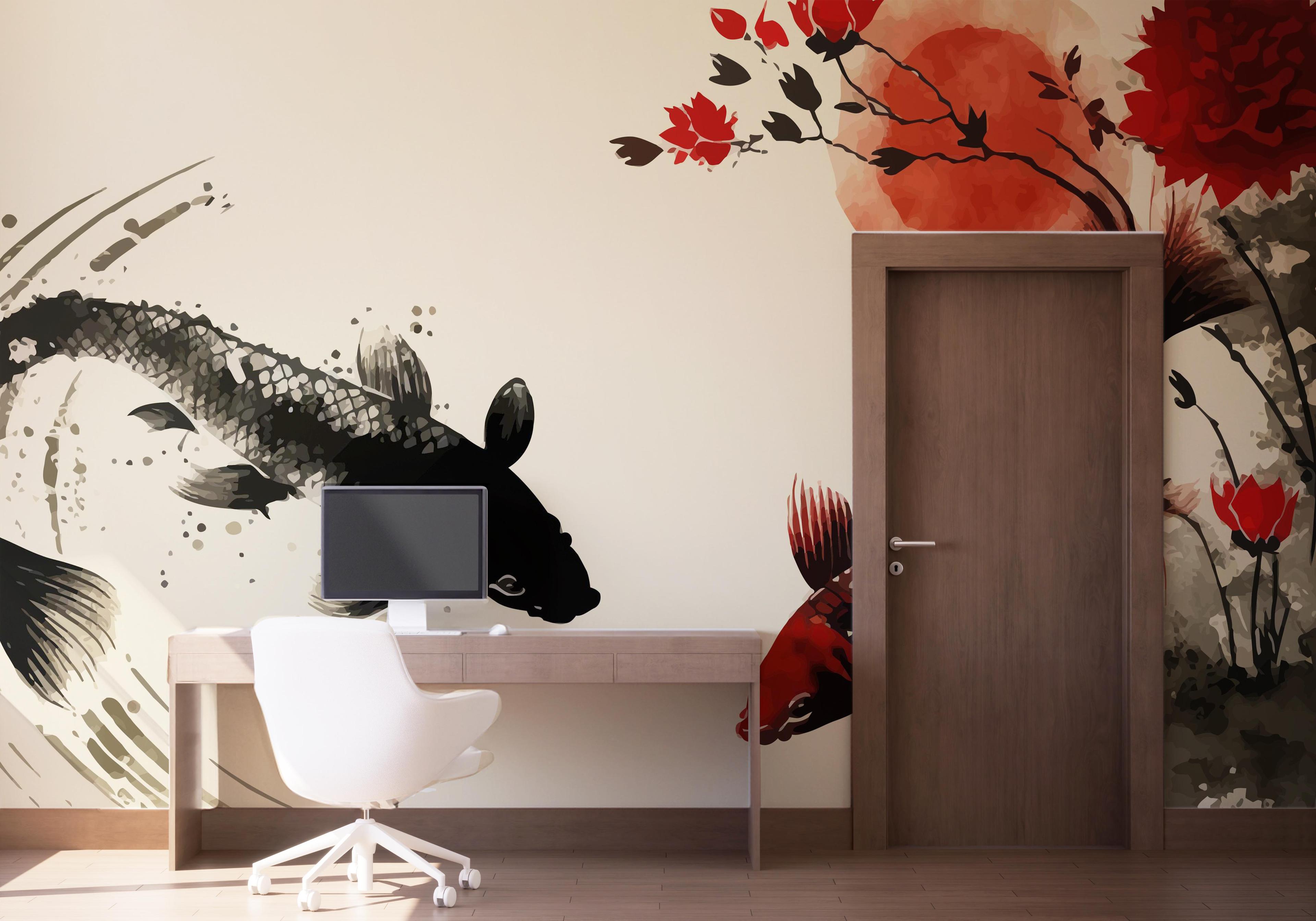 Fototapet Red Black Koi mockup 1