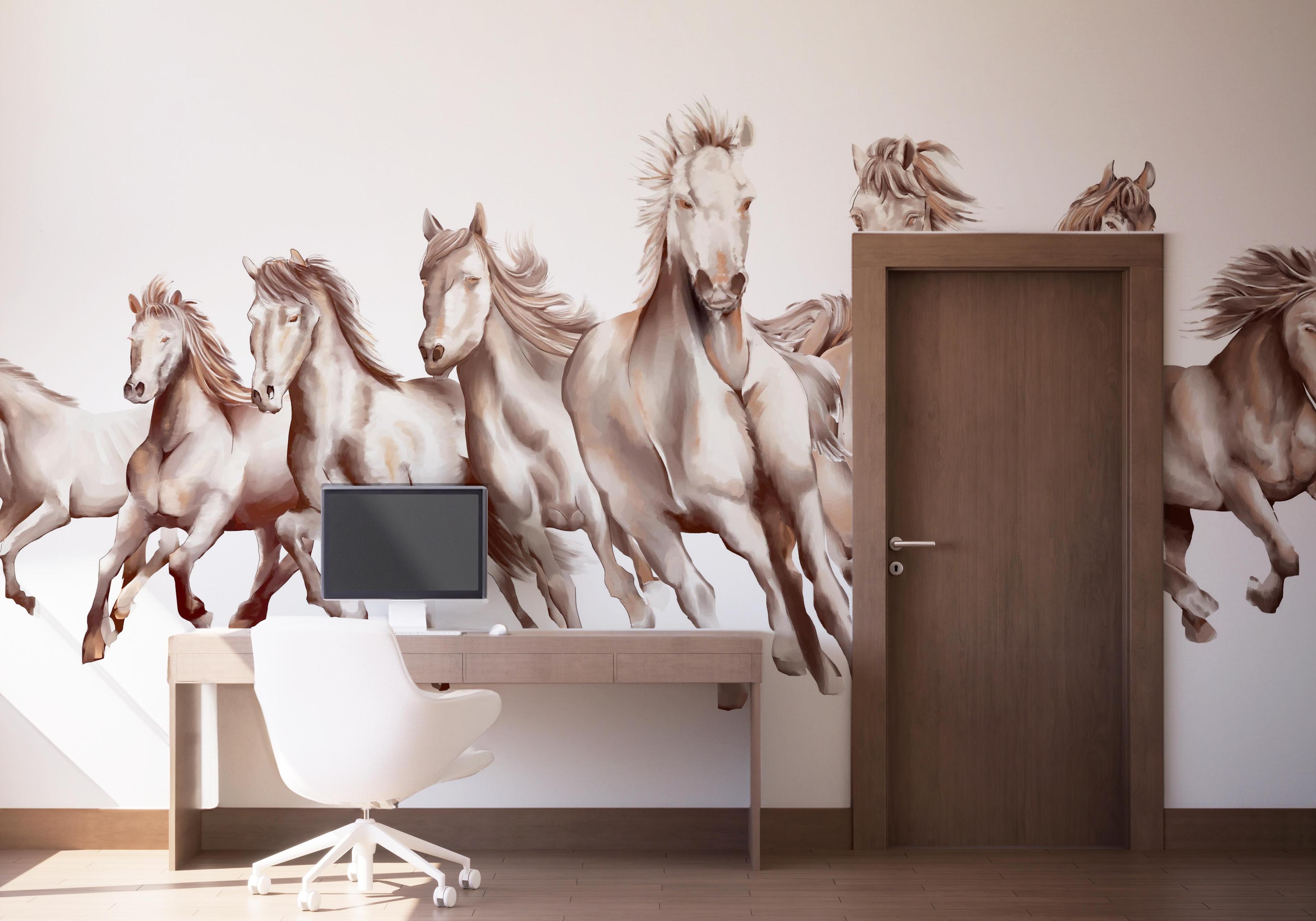 Fototapet White Cream Horse mockup 1