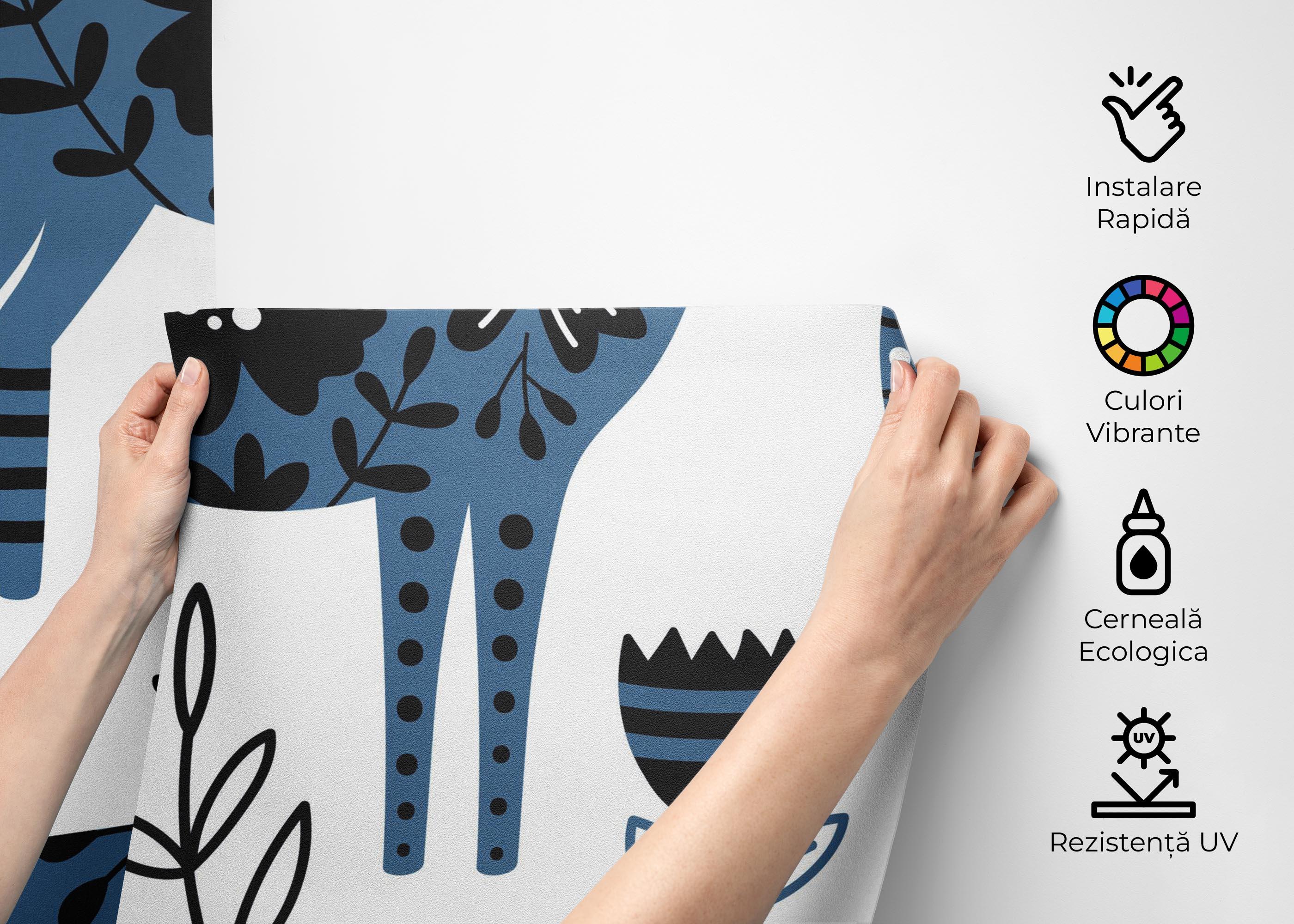 Fototapet Blue Flower Animals mockup 2