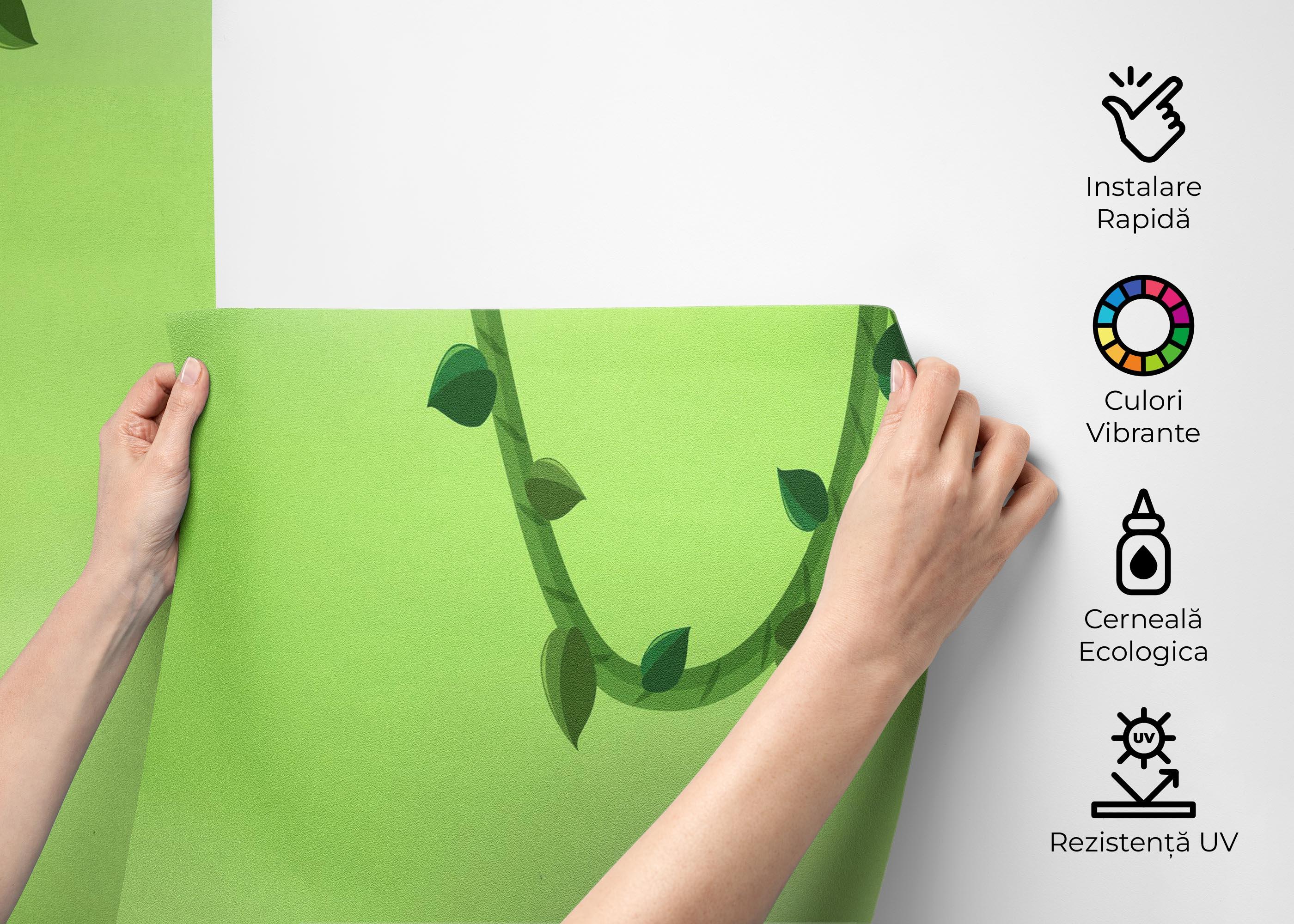 Fototapet Cartoon Green Wall mockup 2