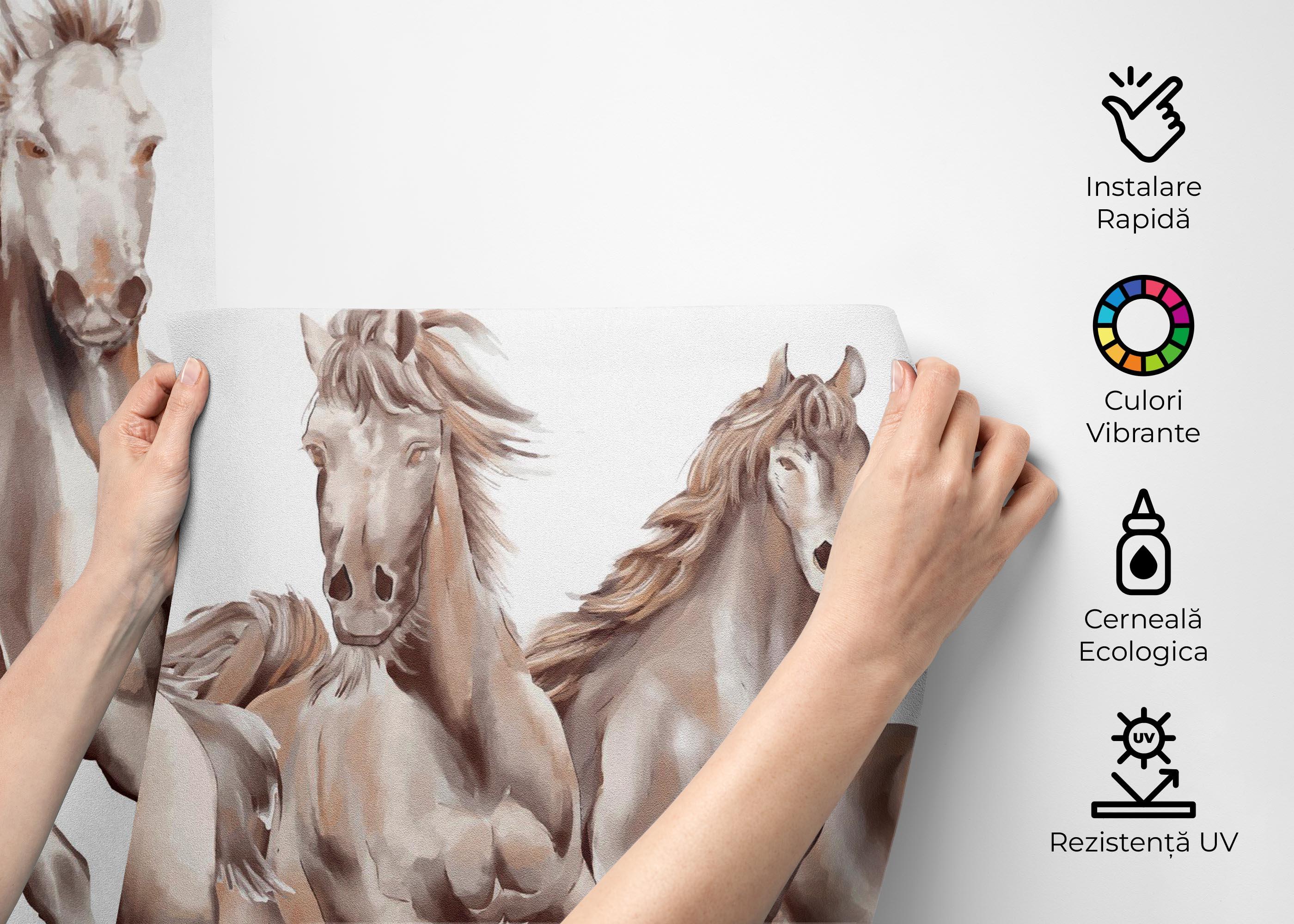Fototapet White Cream Horse mockup 2