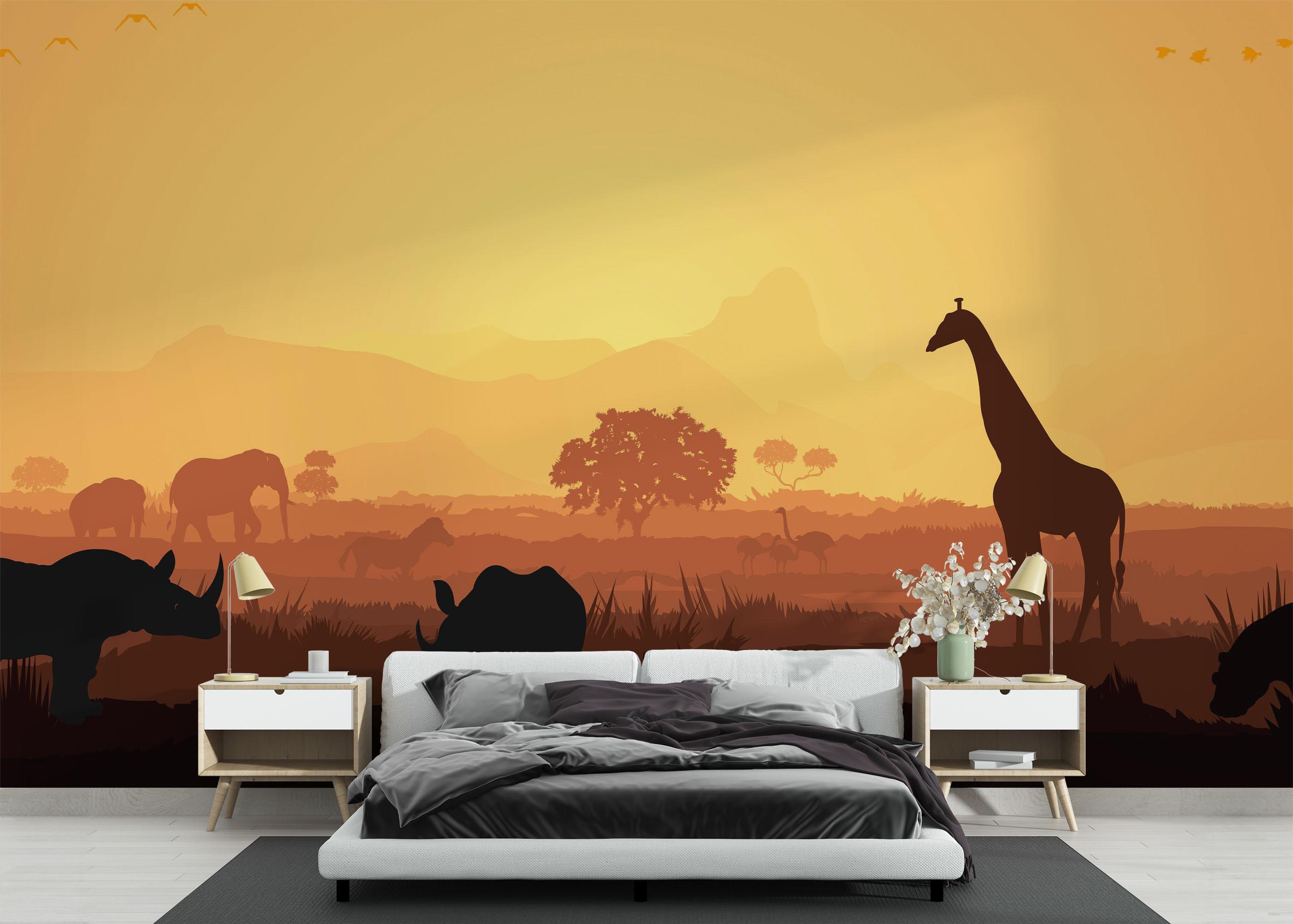 Fototapet Animal Forest Shilouette mockup 3