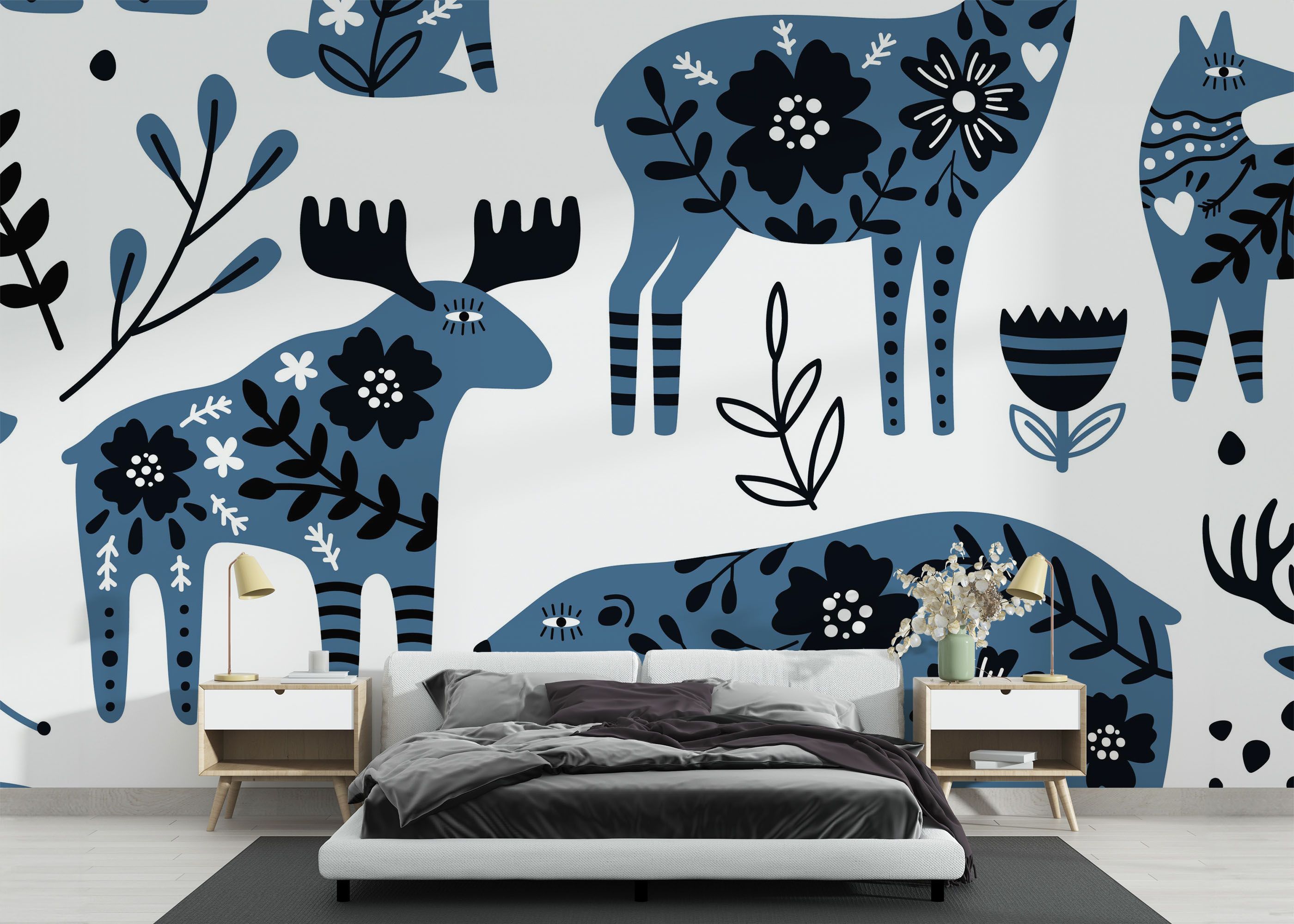Blue Flower Animals mockup 3