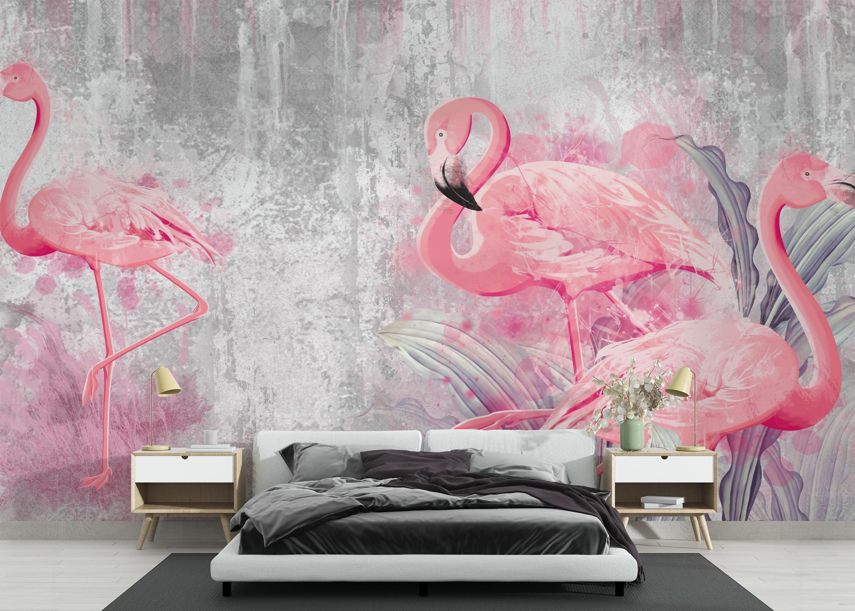 Fototapet Grungy Flamingo mockup 3
