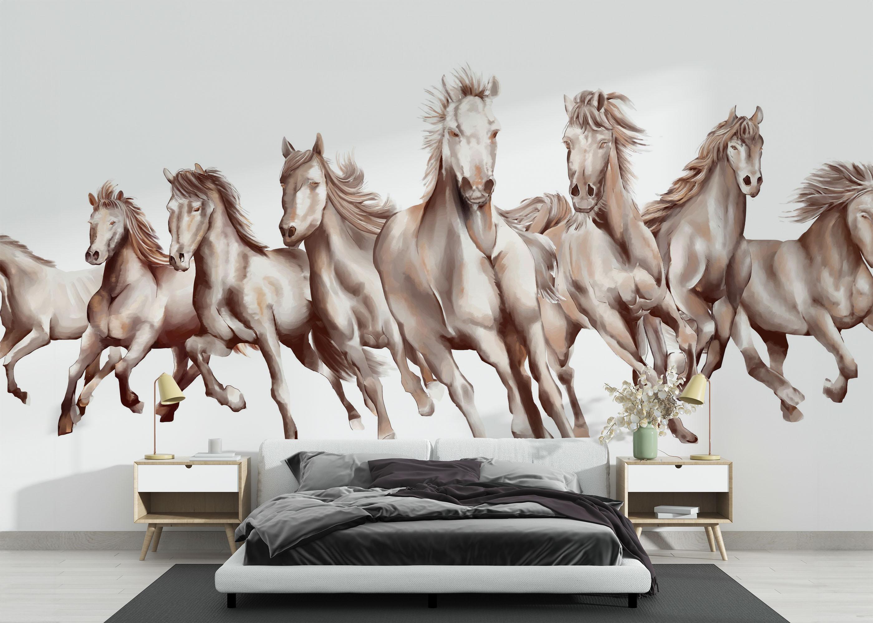 Fototapet White Cream Horse mockup 3