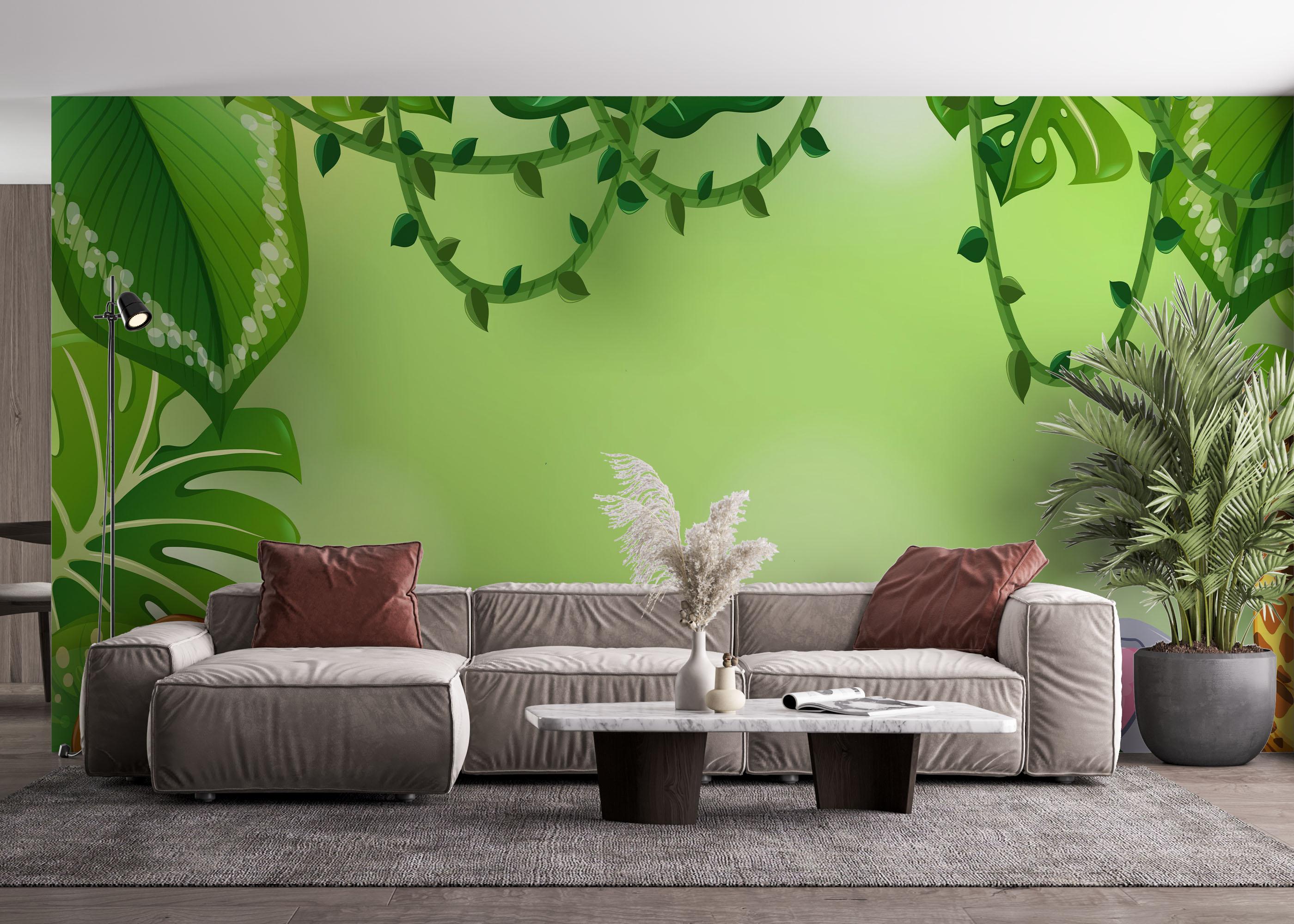 Fototapet Cartoon Green Wall mockup 4