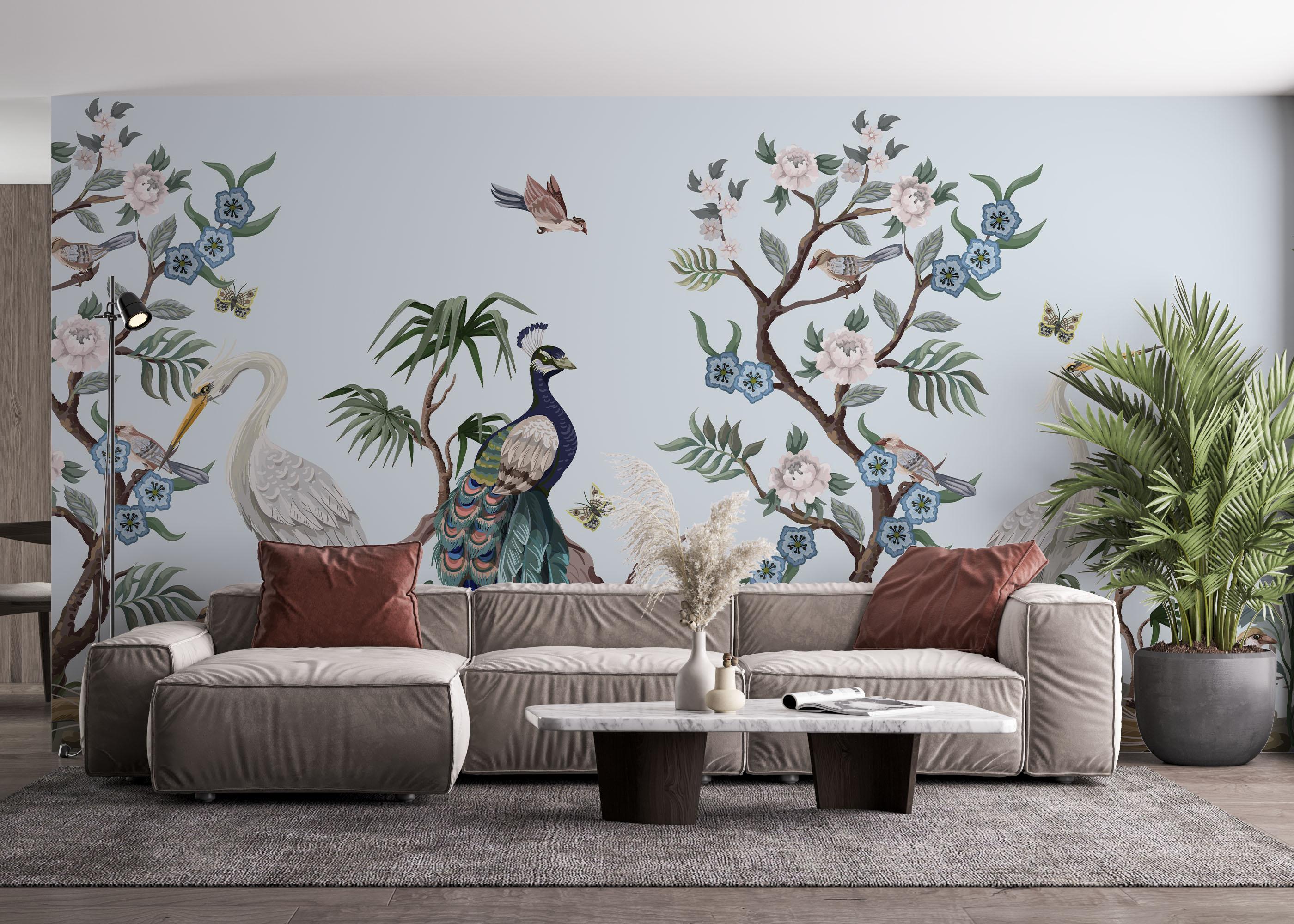 Fototapet Pretty Tree Birds Art mockup 4