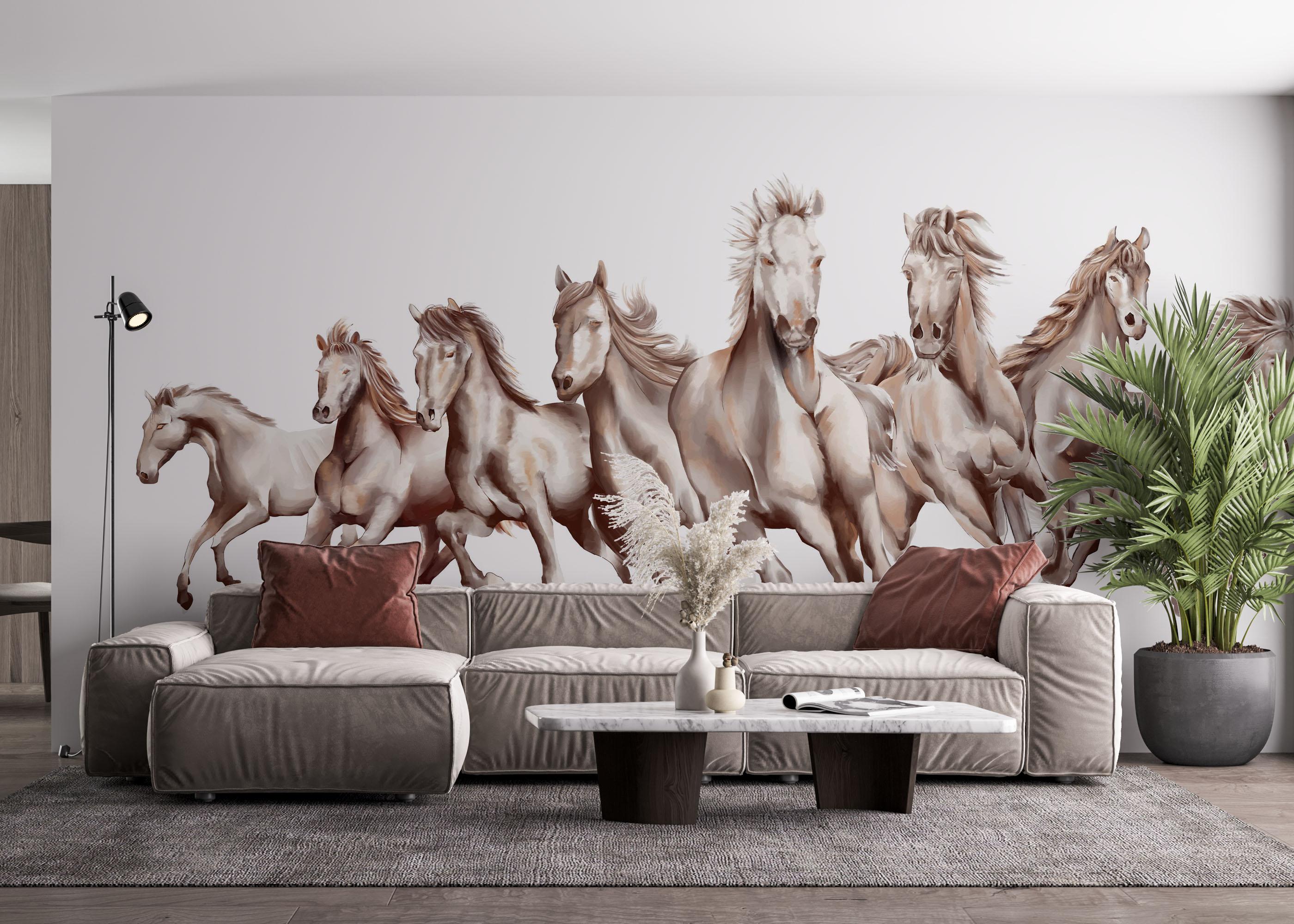 Fototapet White Cream Horse mockup 4