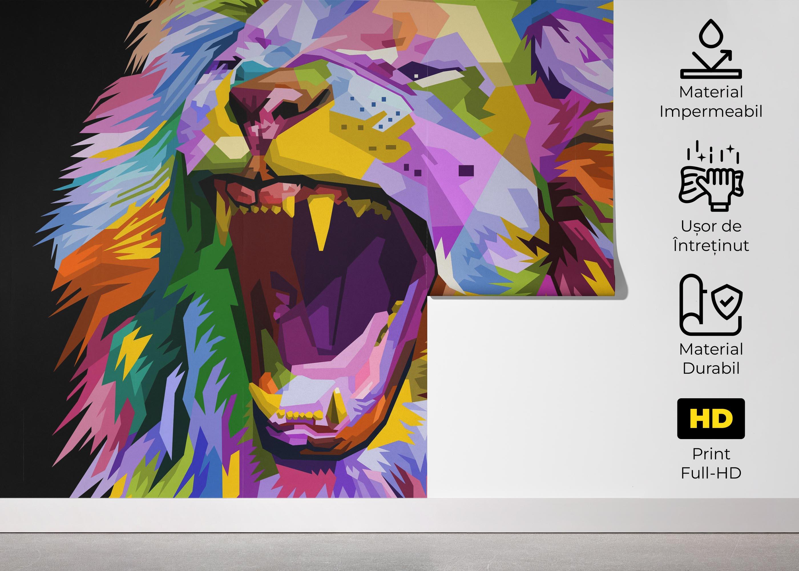 Fototapet Angry Lion Head mockup 5